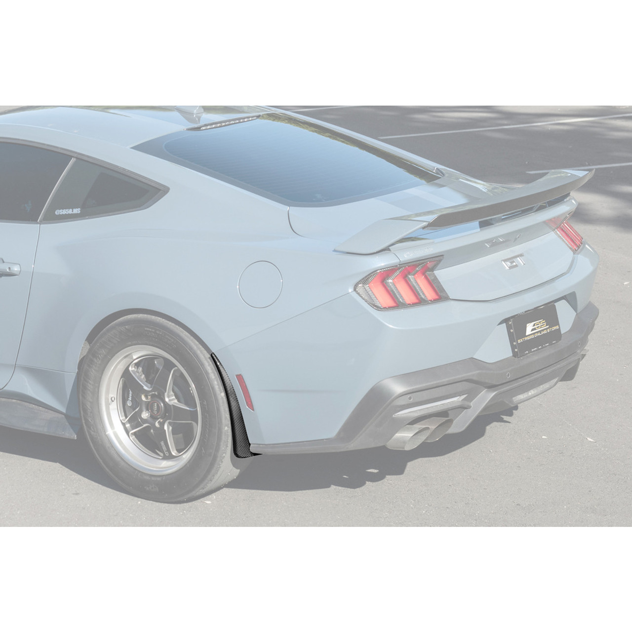EOS Rear Rock Guards, Hydro-Dipped Carbon Fiber :: 2024-2025 Ford Mustang
