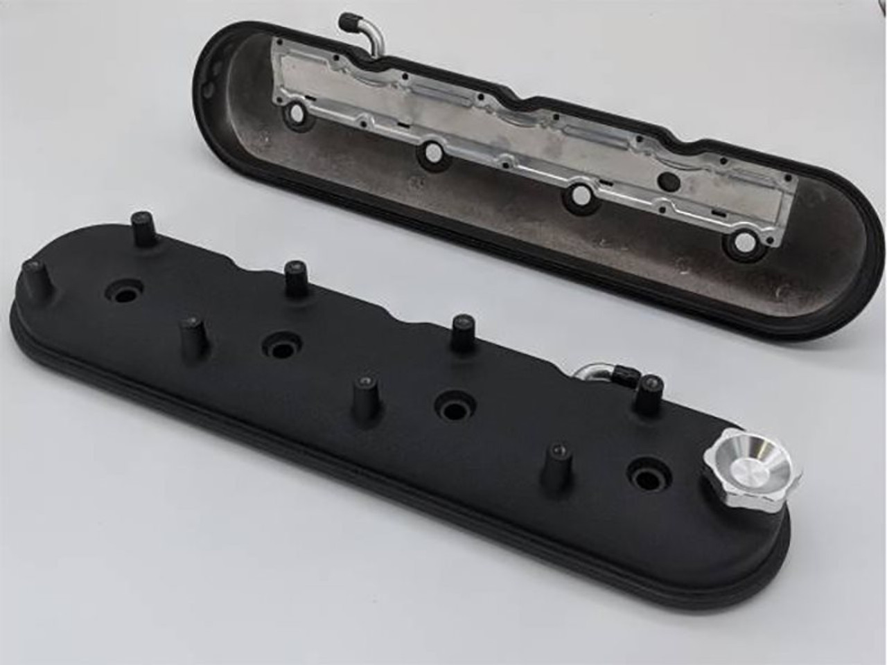Granatelli Standard Valve Covers With Integral Angled Coil Mounts, Black Wrinkle Finish :: 2010-2015 Camaro SS, ZL1, & Z28