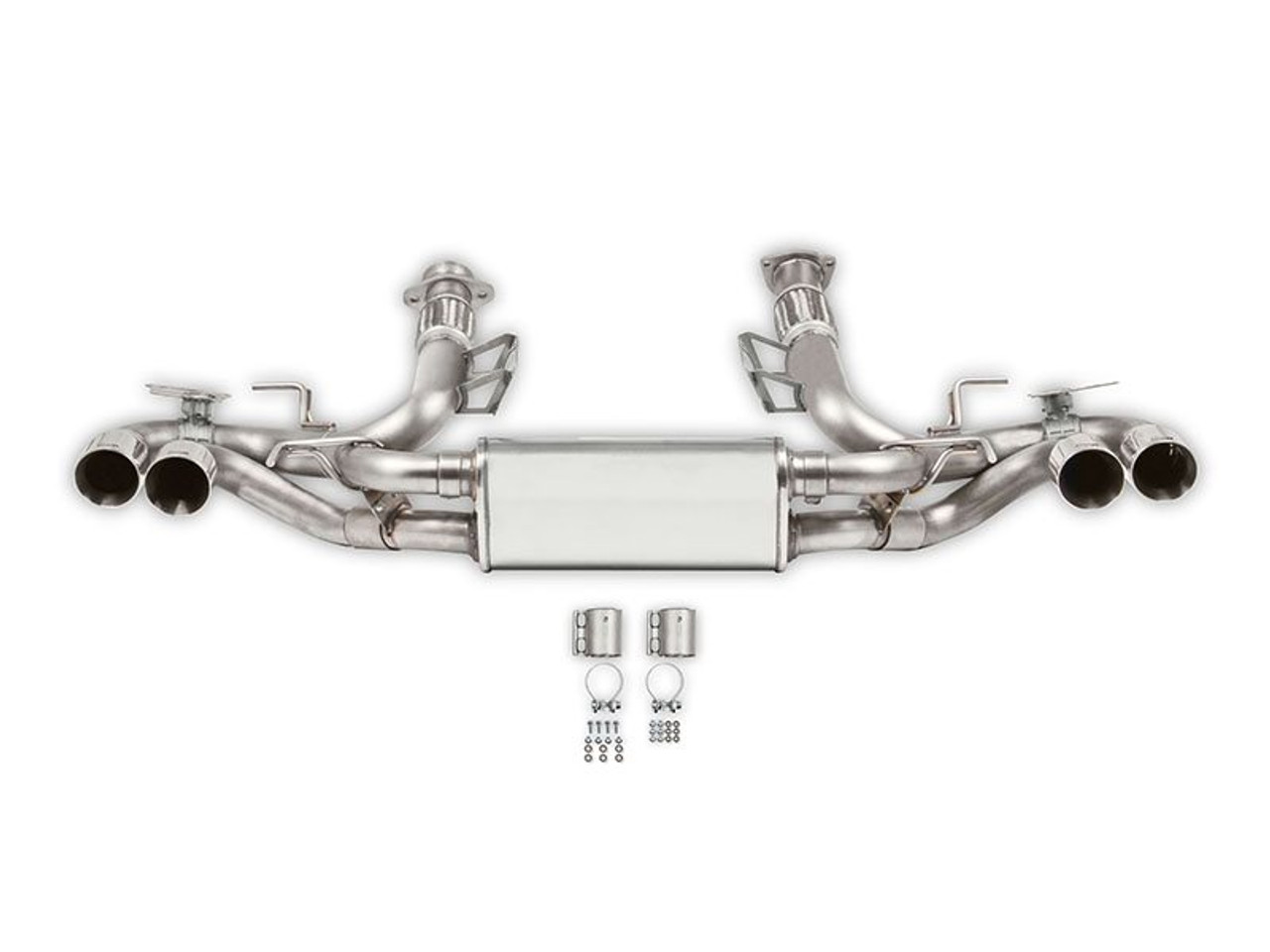 Hooker BlackHeart 3" to 2.5" Cat-Back Exhaust System w/ 4" Quad Polished Tips, NPP and AFM Valve Simulators :: 2020-2025 Corvette