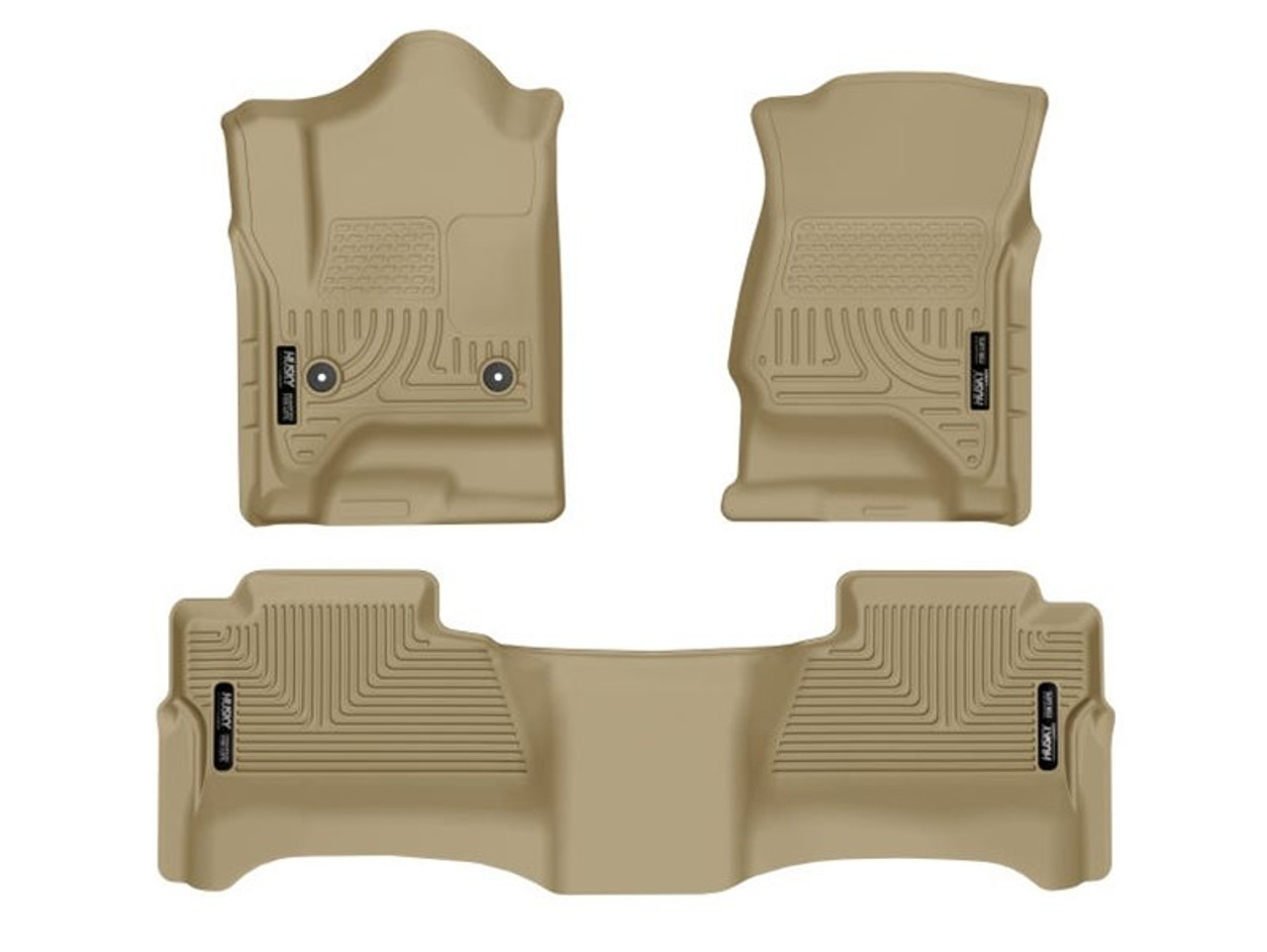 Husky Liners WeatherBeater Front & 2nd Seat Floor Liners, Tan :: 2014-2018 Silverado & GMC Sierra 1500 Crew Cab