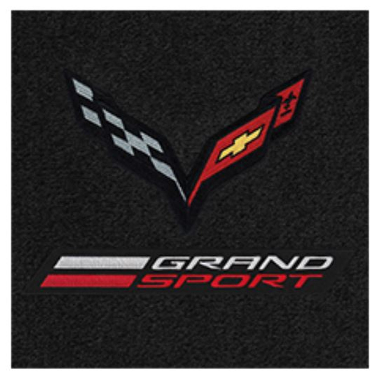 Lloyd Ultimat Trunk Mat,  Black w/ Black C7 Corvette Flag and "Grand Sport" Logo :: 2014-2019 C7 Corvette