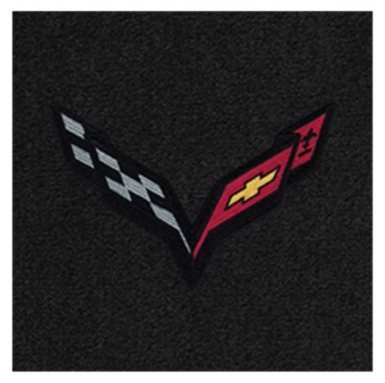 Lloyd 2pc Ultimat Floor Mats, Black w/ Black C7 Corvette Flag Logo :: 2014-2019 C7 Corvette