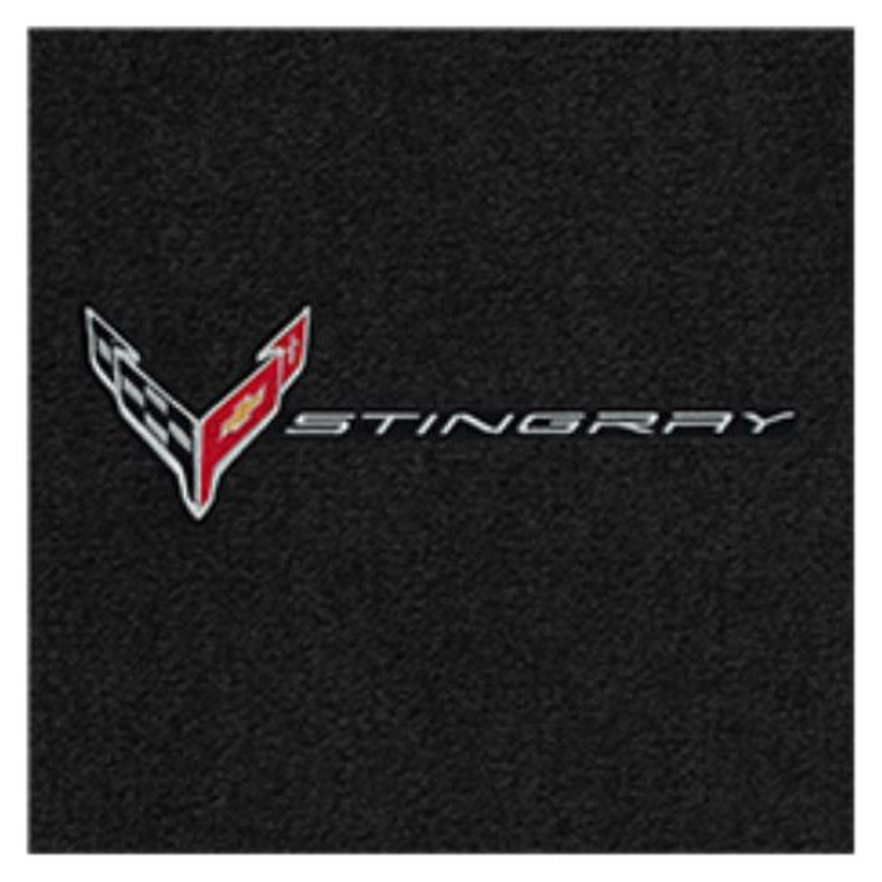 Lloyd 2pc Ultimat Floor Mat, Black w/ Silver C8 Corvette Flag Logo & "Stingray" :: 2020-2025 C8 Corvette