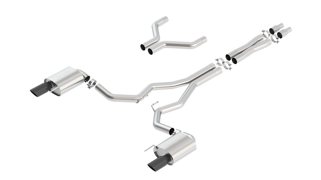 Borla 3" S-Type Cat-Back Exhaust System w/ 4" Dual Black Chrome Tips  ::  2015-2017 Ford Mustang GT