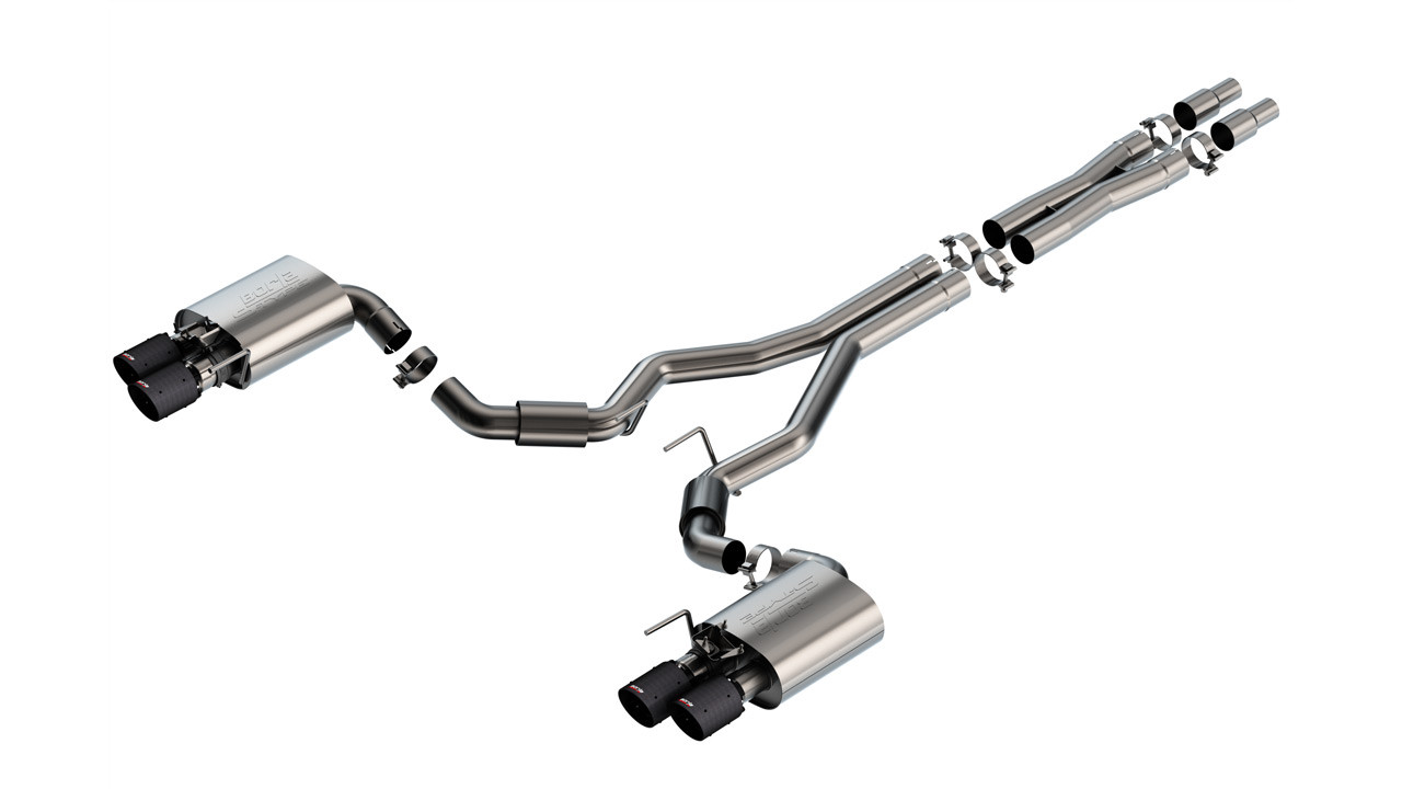 Borla 3" S-Type Cat-Back Exhaust System w/ 4" Quad Carbon Fiber Tips  ::  2024-2025 Ford Mustang GT  w/ Active Exhaust