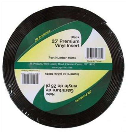 JR Products 10015 Premium Vinyl Insert - 25' x 1'' - Black