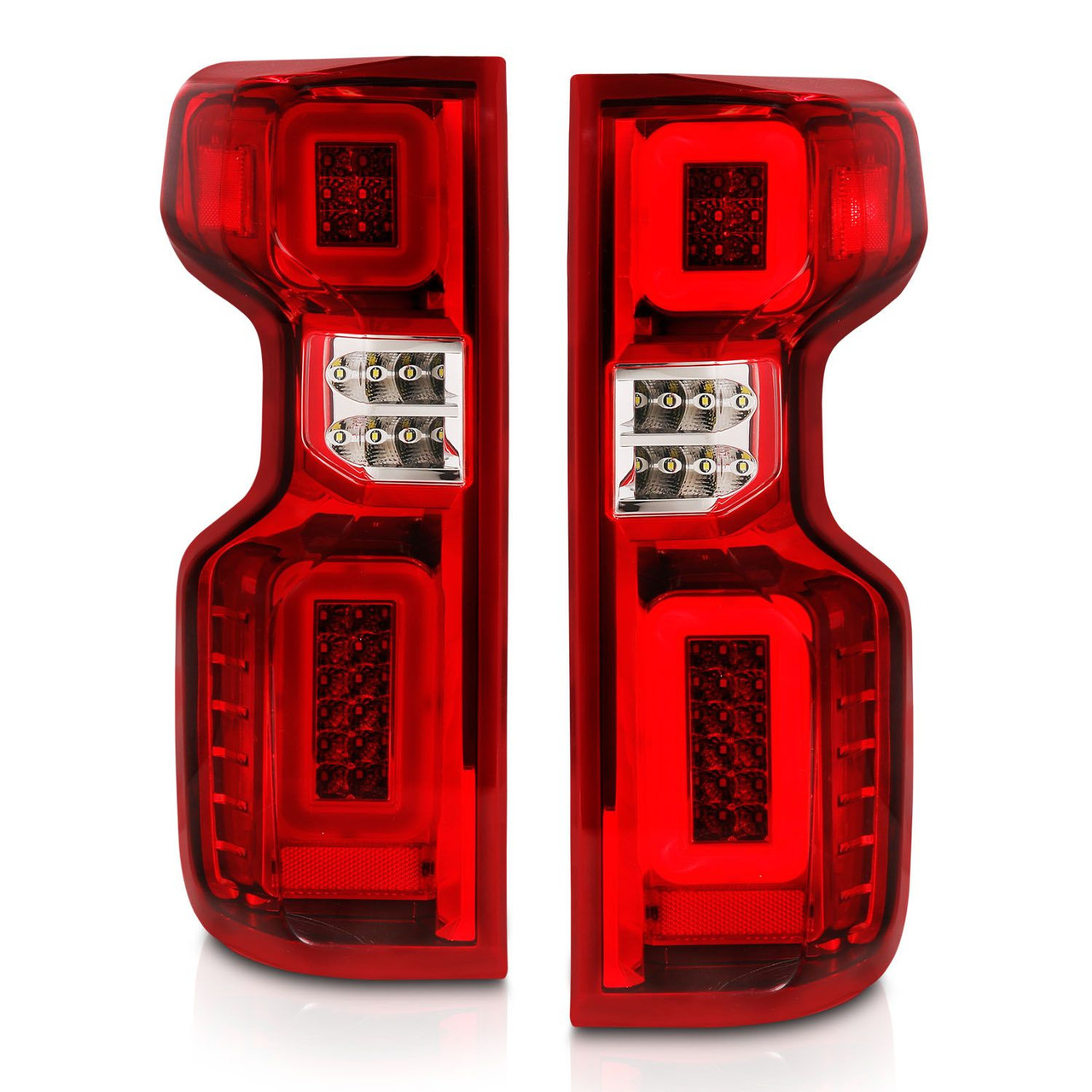 ANZO Sequential LED Taillights, Red Lens, Chrome Housing :: 2019-2021 Silverado 1500