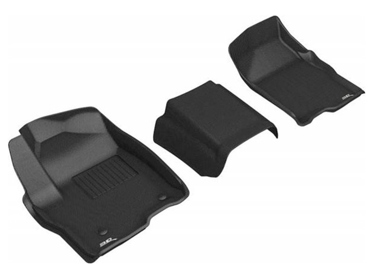 3D MAXpider Kagu All-Weather Front Floor Liners, 3pc, Black :: 2019-2023 Silverado - GMC Sierra 1500 Crew Cab w/ Bench Seats