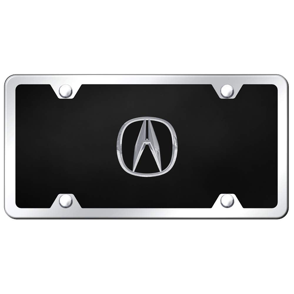 Au-Tomotive Gold Chrome Logo On License Plate + Frame For Acura (Black)