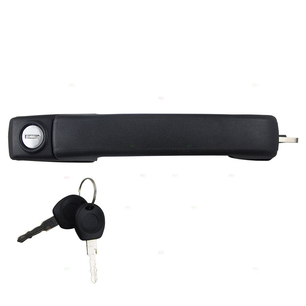 Autoandart Brock Replacement Front Outside Black Door Handle With Lock Cylinder And 2 Keys Comaptible With 1993-1999 Golf 1993-1