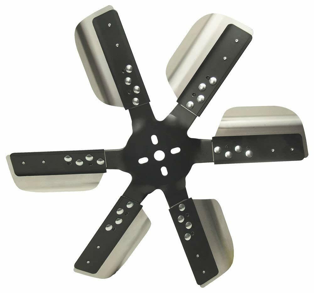 Derale 17018 18'' Heavy Duty Stainless Steel Standard Rotation Flex Fan, Black Hub