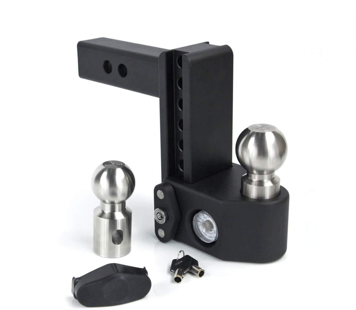 Weigh Safe Adjustable Trailer Hitch Ball Mount - 6'' Drop Hitch For 2'' Receiver W/ 2 Pc Keyed Alike Lock Set, Premium Steel Tra
