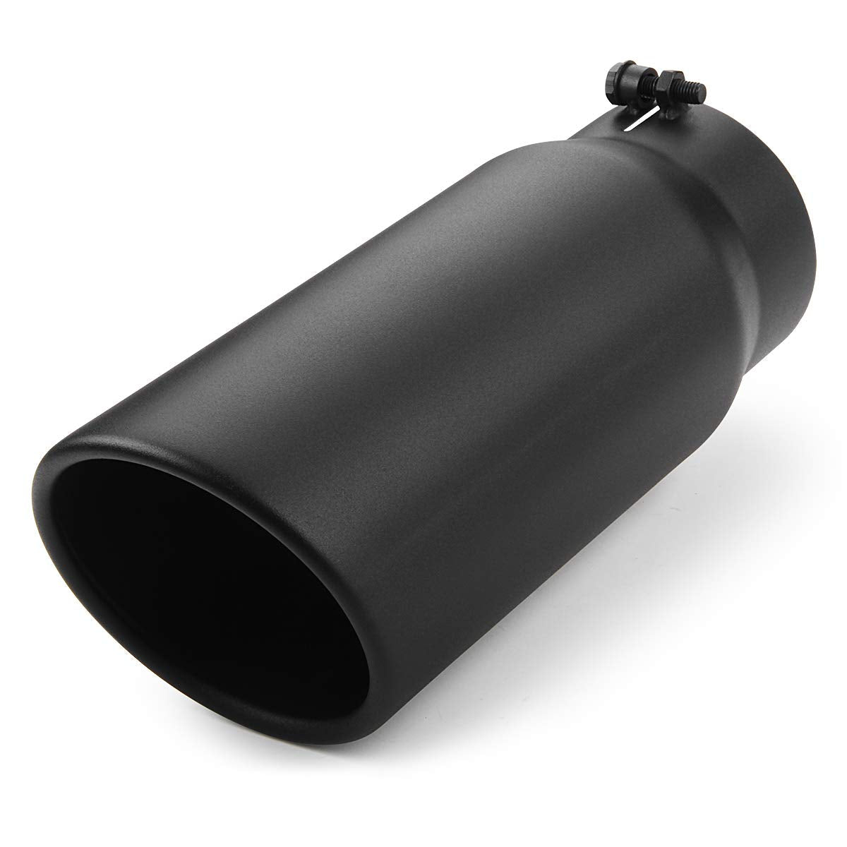Exhaust Tip 5'' Inlet, A-Karck Exhaust Tailpipe Tip 5'' Inlet 6'' Outlet 15'' Long Black Coating Bolt On For Pickup Truck Tailpi
