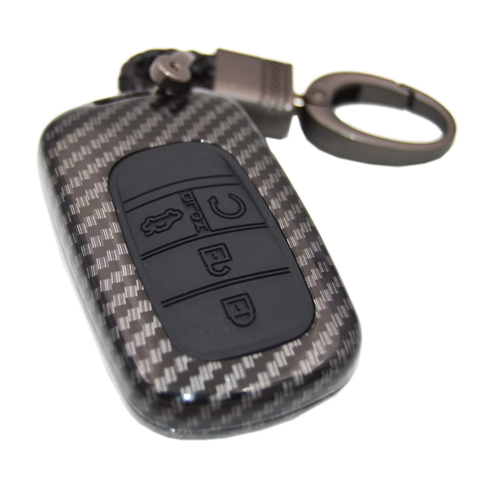 2-Layers Hybrid Combo Carbon Key Fob Cover + Keychain For 2022 2023 Honda Civic Accord Cr-V Hr-V V Pilot Si Ex Ex-L Touring