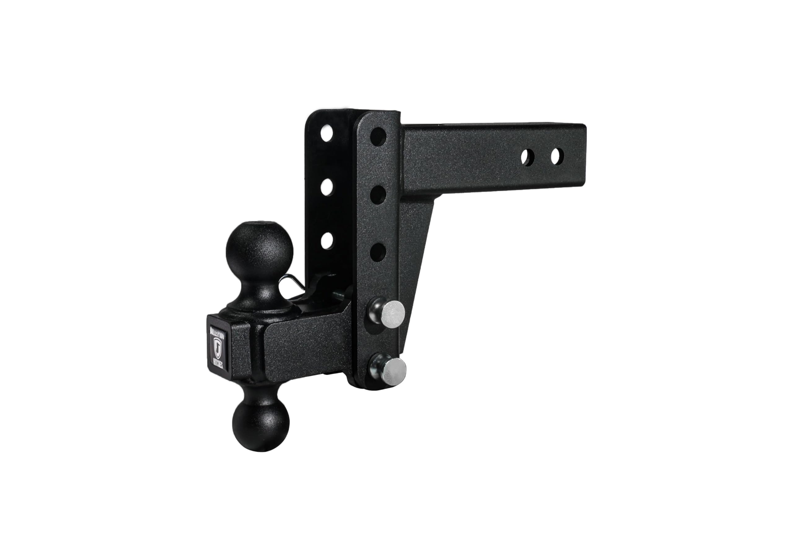 Bulletproof Hitches 2.5'' Adjustable Medium Duty (14,000Lb Rating) 4'' Drop/Rise Trailer Hitch With 2'' And 2 5/16'' Dual Ball (