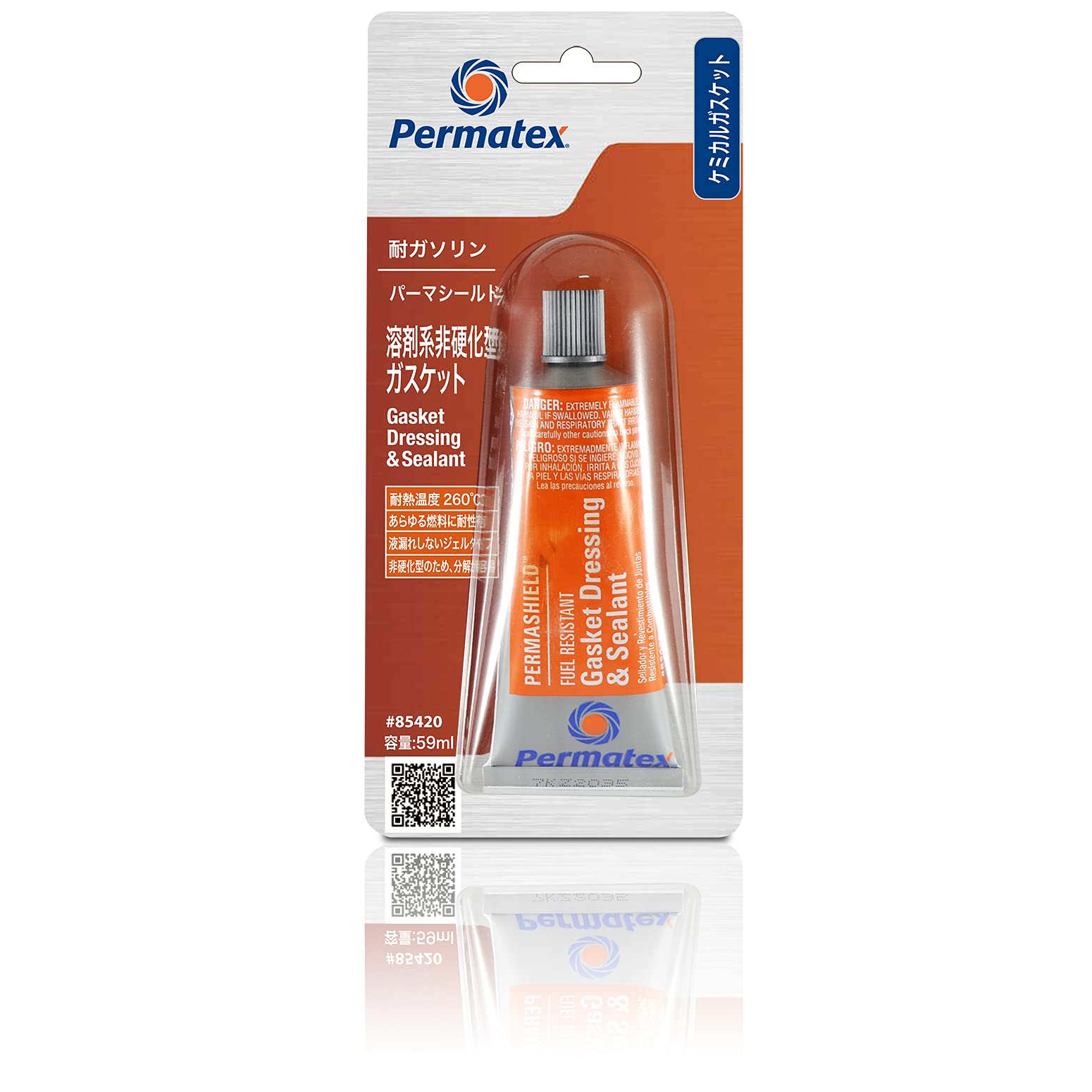 Permatex 85420 Permashield Fuel Resistant Gasket Dressing & Sealant, 2 Oz Tube, Orange