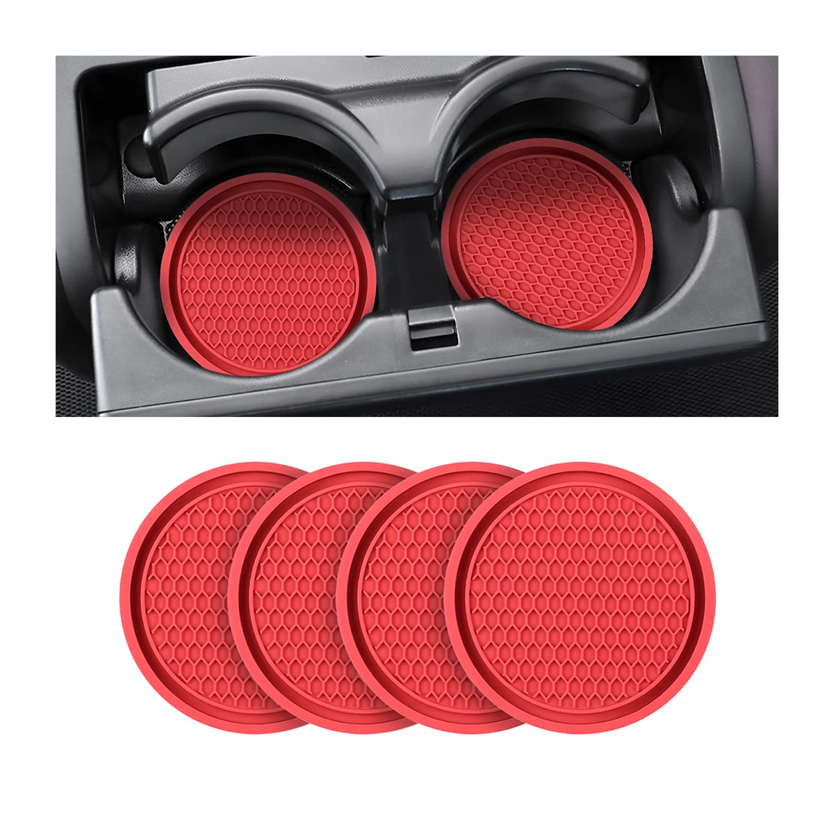Car Cup Holder Coaster, 4 Pack 2.75 Inch Diameter Non-Slip Universal Insert Coaster, Durable, Suitable For Most Car Interior, Ca