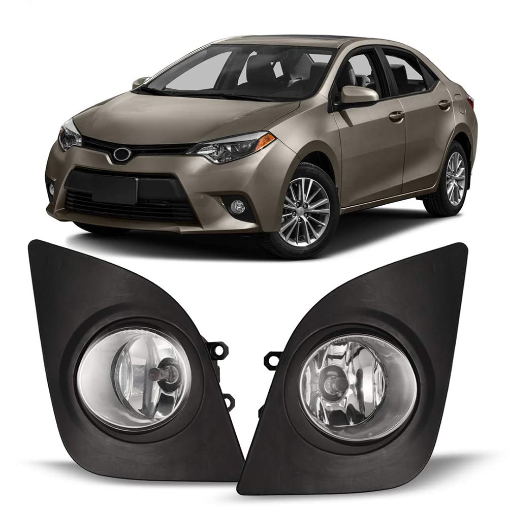 14-15 Toyota Corolla Fog Lights - Clear - Wiring Kit Included - Bezel - Both Passenger And Driver Side
