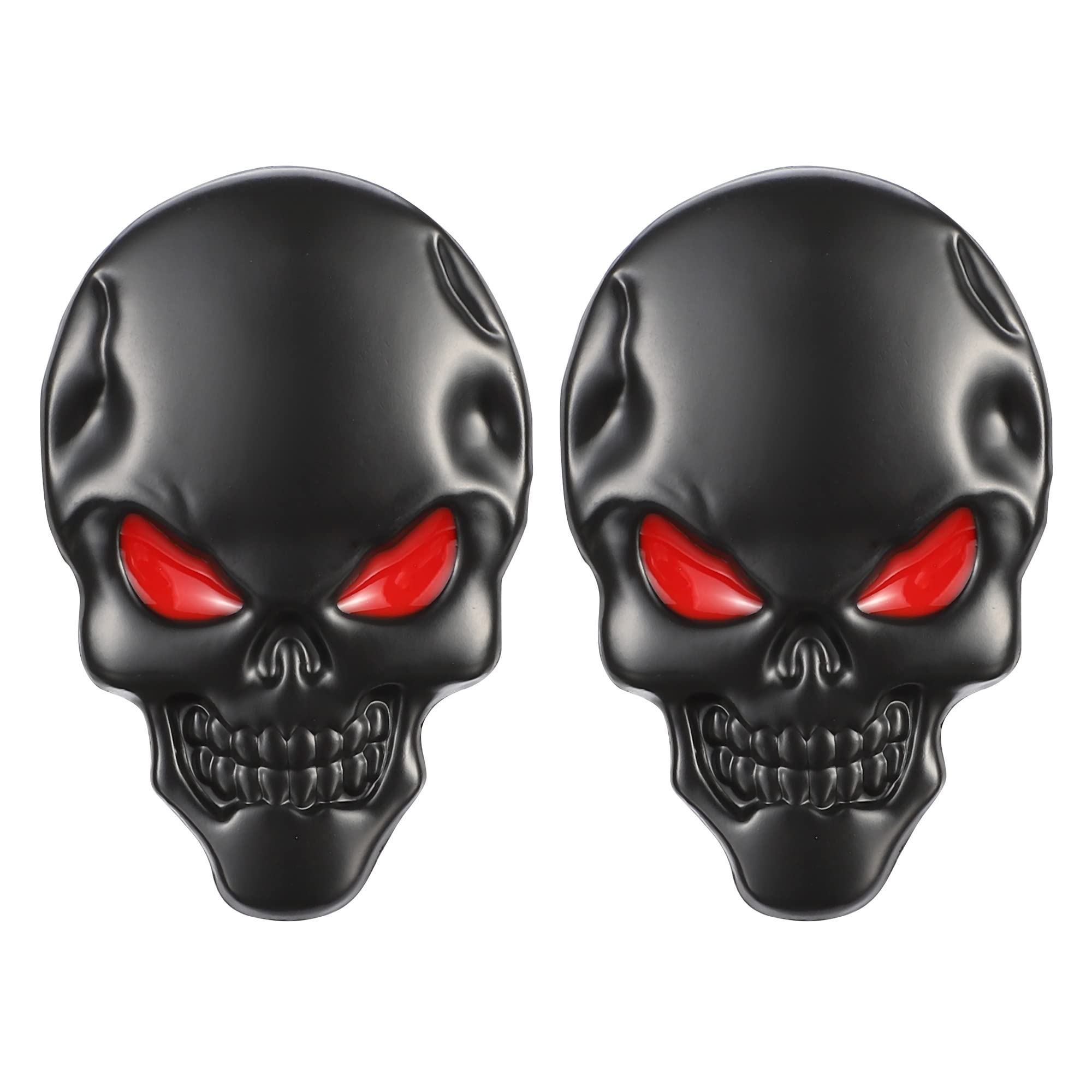 Tomall 2Pcs Skeleton Skull Logo Devil Death Emblem Badge 3D Metal Decals Stickers Decoration For Cars Trucks Motorcycle Mobile P