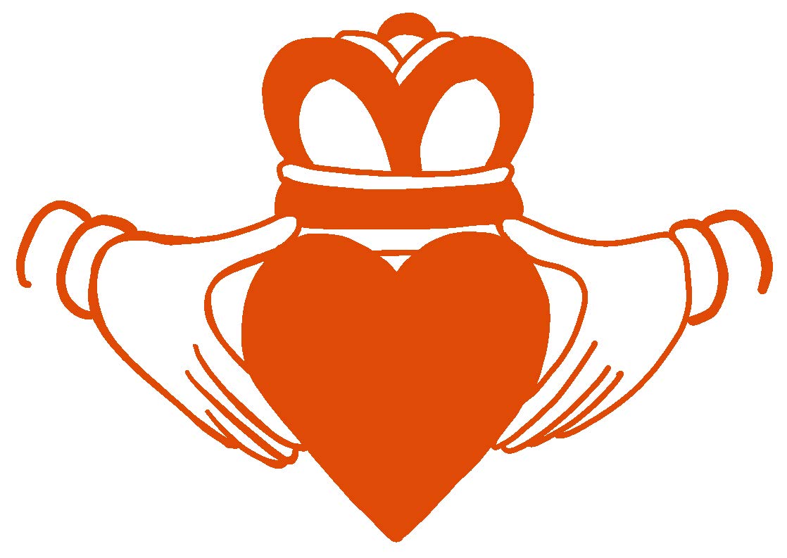 Claddagh Vinyl Decal - 5 Inches - For Cars, Trucks, Windows, Laptops, Tablets - Outdoor-Grade 2.5Mm Thick Vinyl - Orange
