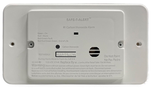 Safe-T-Alert Series 25 CO RV Gas Alarm With Trim Ring - White