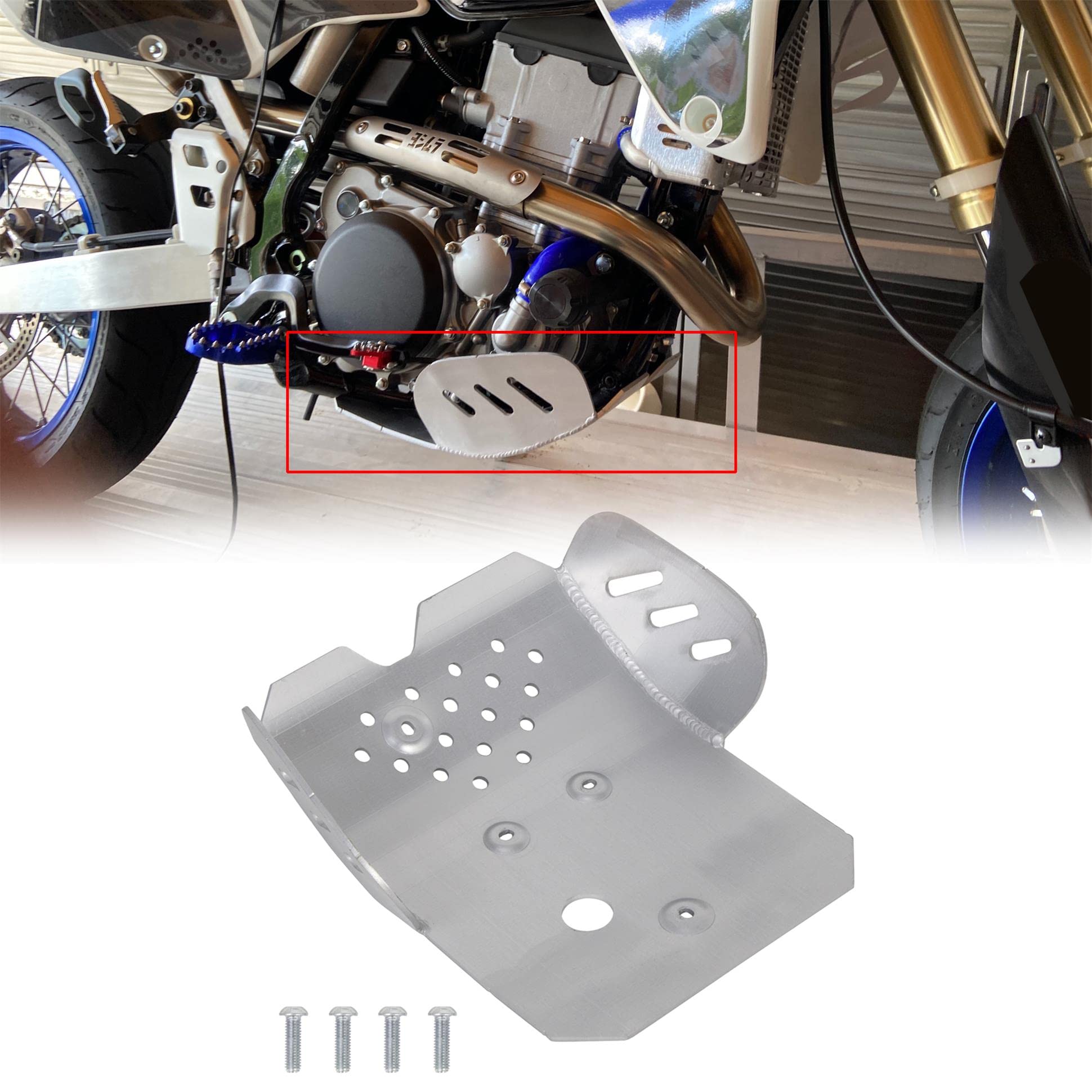Kuafu Skid Plate Compatible With 2000-2020 Suzuki Drz400 Drz400E Drz400 Kawasaki Klx400 Aluminum Engine Guard Cover Protector