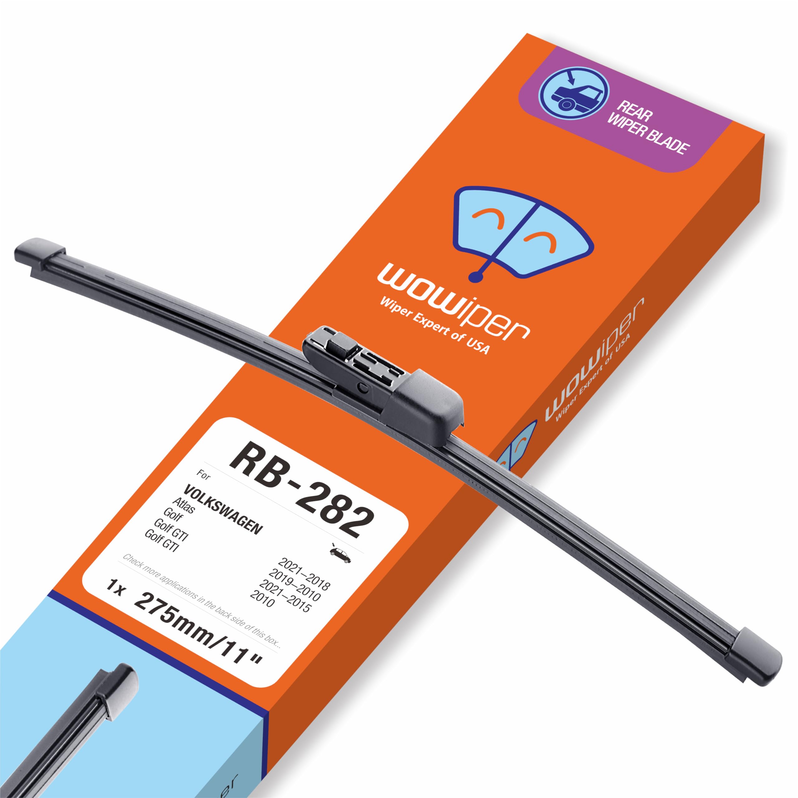 11 Inch (A282H) Rear Wiper Blade Replacement For Volkswagen Vw Golf 2019-2010 Golf City 2010-2008 Atlas 2021-2018 Back Windshiel