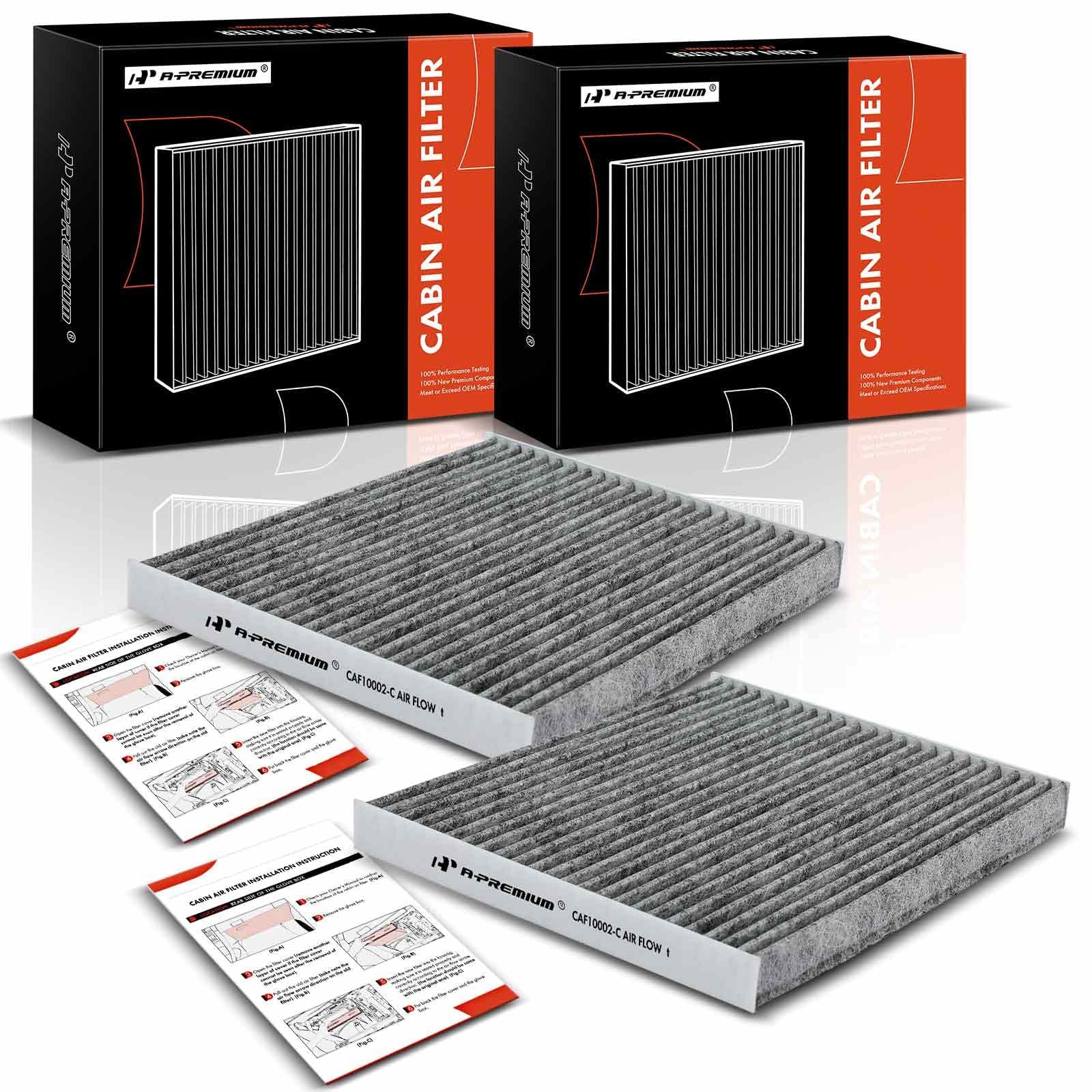 A-Premium 2-Pc Cabin Air Filter With Activated Carbon Compatible With Hyundai Ioniq & Kia Niro 2017-2022, L4 1.6L, Replace# 9713