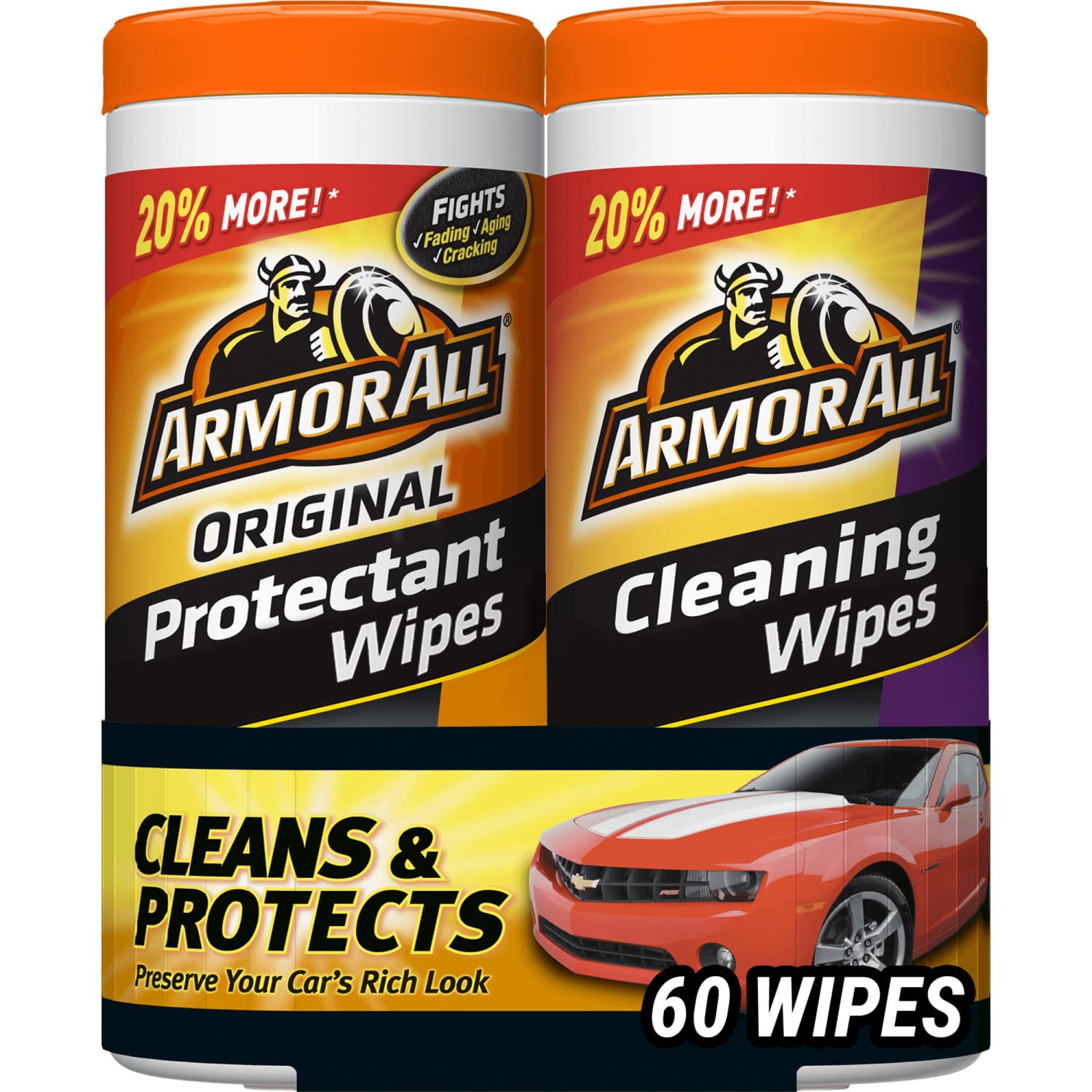 Armor All Car Cleaning Wipes And Car Protectant Wipes, Wipes For Cars, Trucks And Motorcycles, 30 Each, 2 Pack