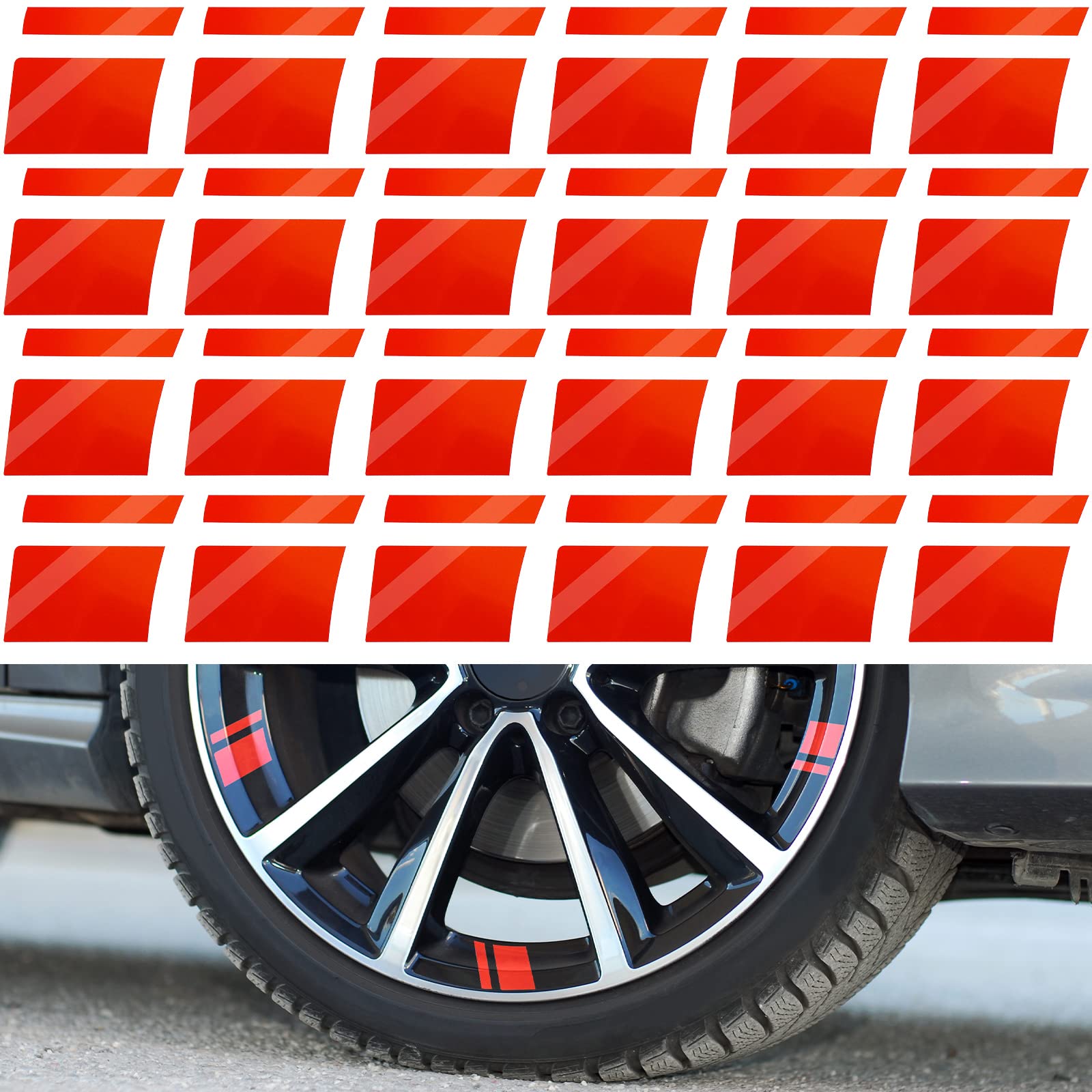 24 Pcs Wheel Rims Decal Stripes Reflective Car Stickers Wheel Hub Stickers Automotive Decals For 18-21 Inch Wheels Tire Rim Safe