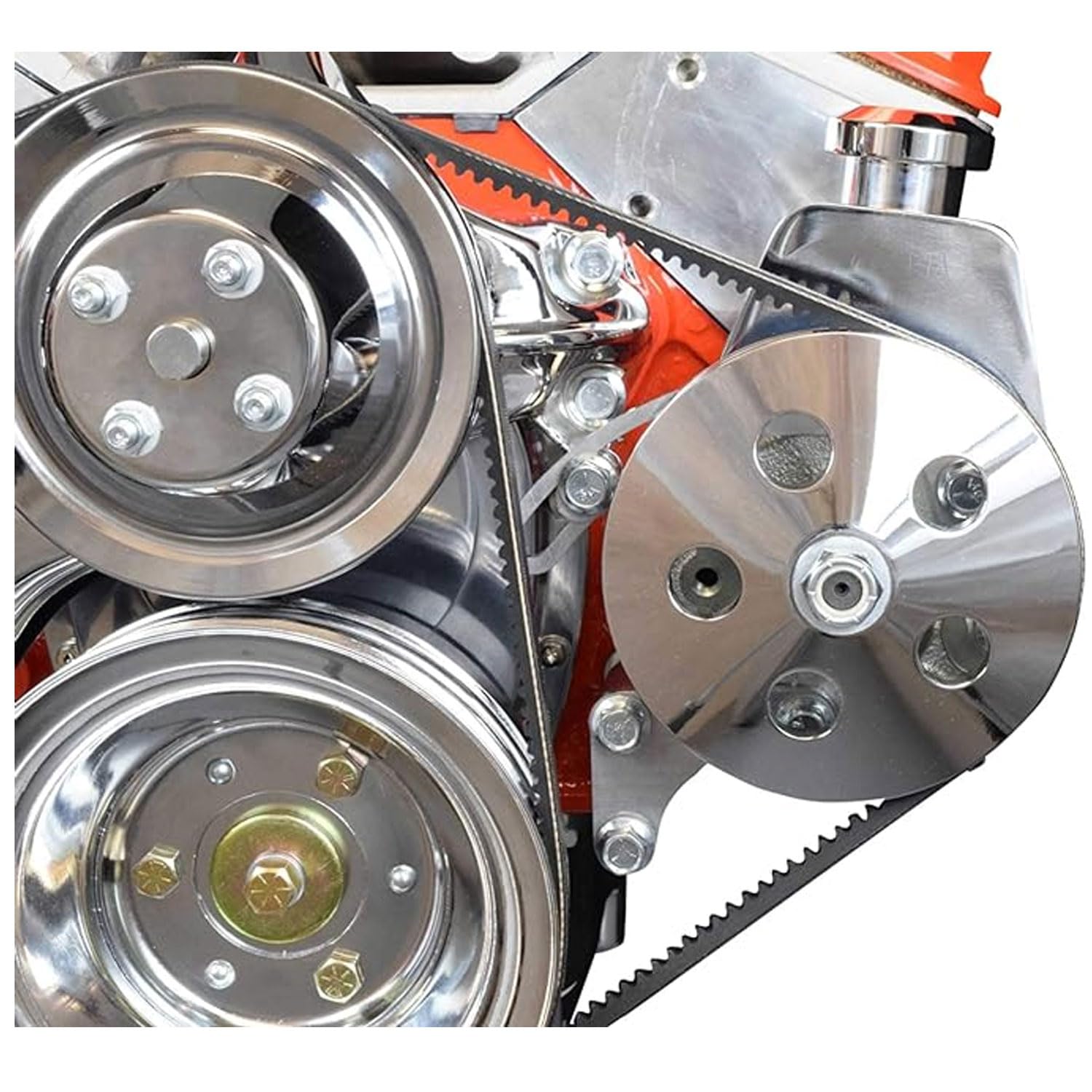 Ict Billet Sbc Power Steering Pump Bracket Billet Aluminum V-Belt Slotted Adjustable Lwp 305 327 383 5.0L 5.7L V8 Compatible Wit