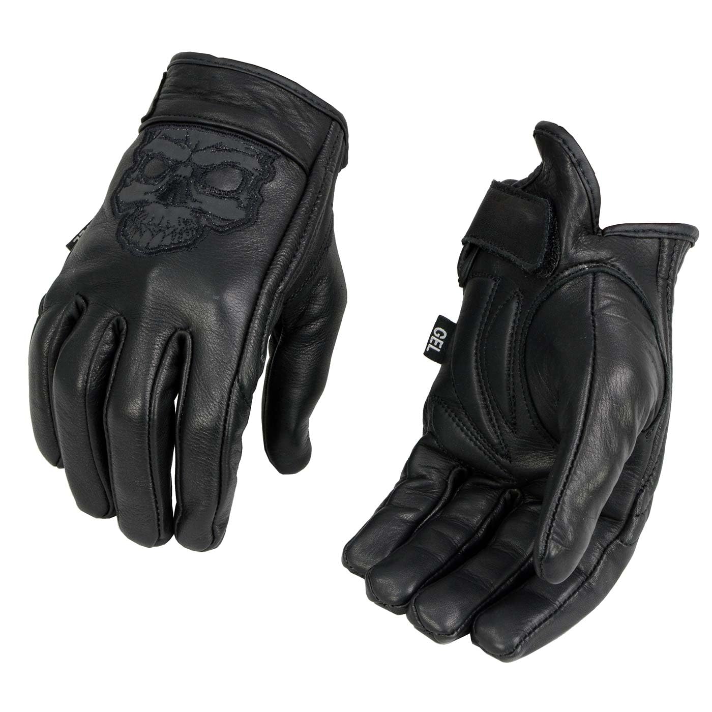 Milwaukee Leather Men'S Black Leather Reflective Skull Motorcycle Hand Gloves W/Gel Padded Palm Mg7570 - X-Large