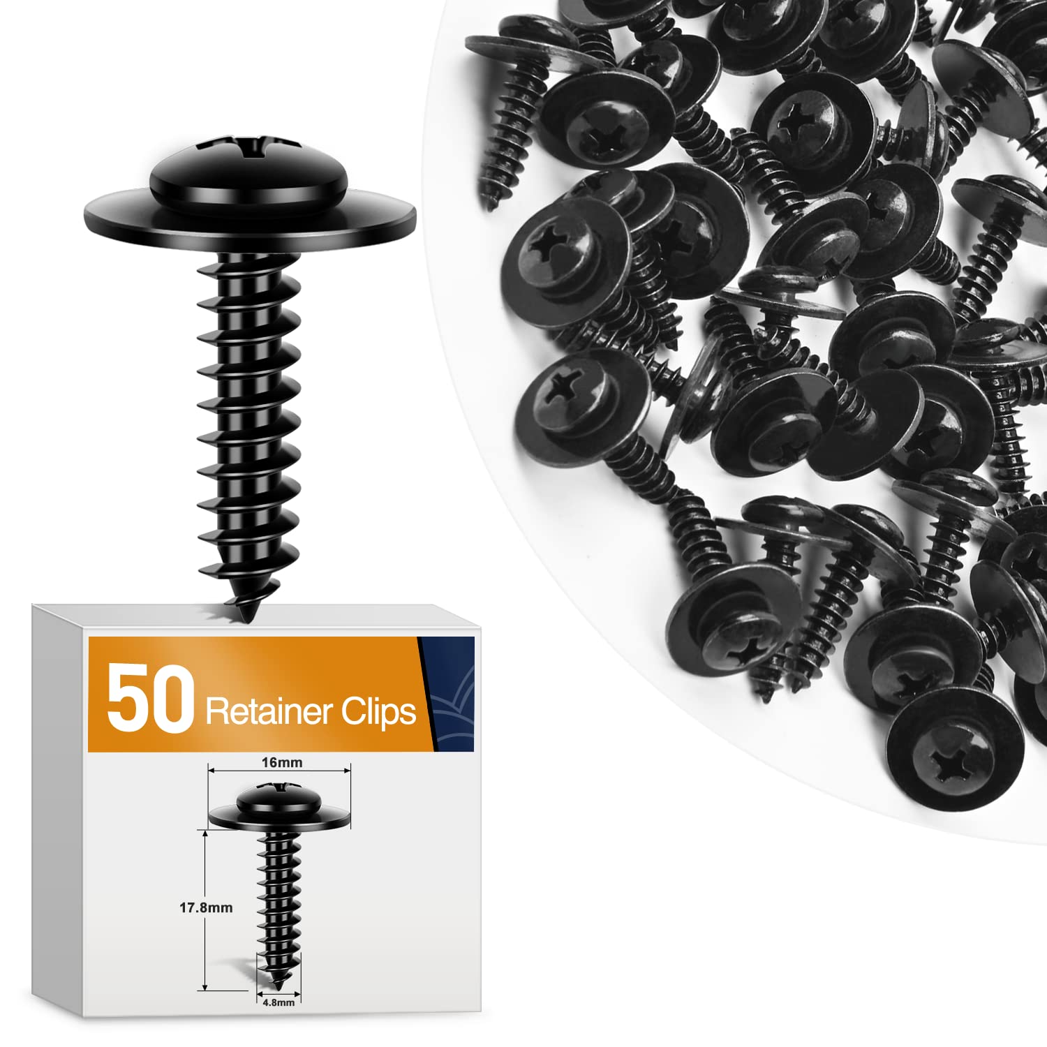 Gooacc 50Pcs Splash Shield General Purpose Phillips Truss Head Sems Screw For Honda Acura Bmw Fender Liner Bumper Cover Screws 9