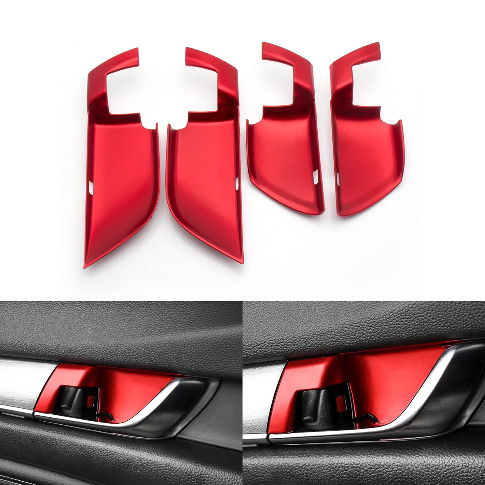 Xotic Tech Inner Door Handle Bowl Cover Trim, Sporty Red, Compatible With Honda Accord 10Th Gen 2018-2022