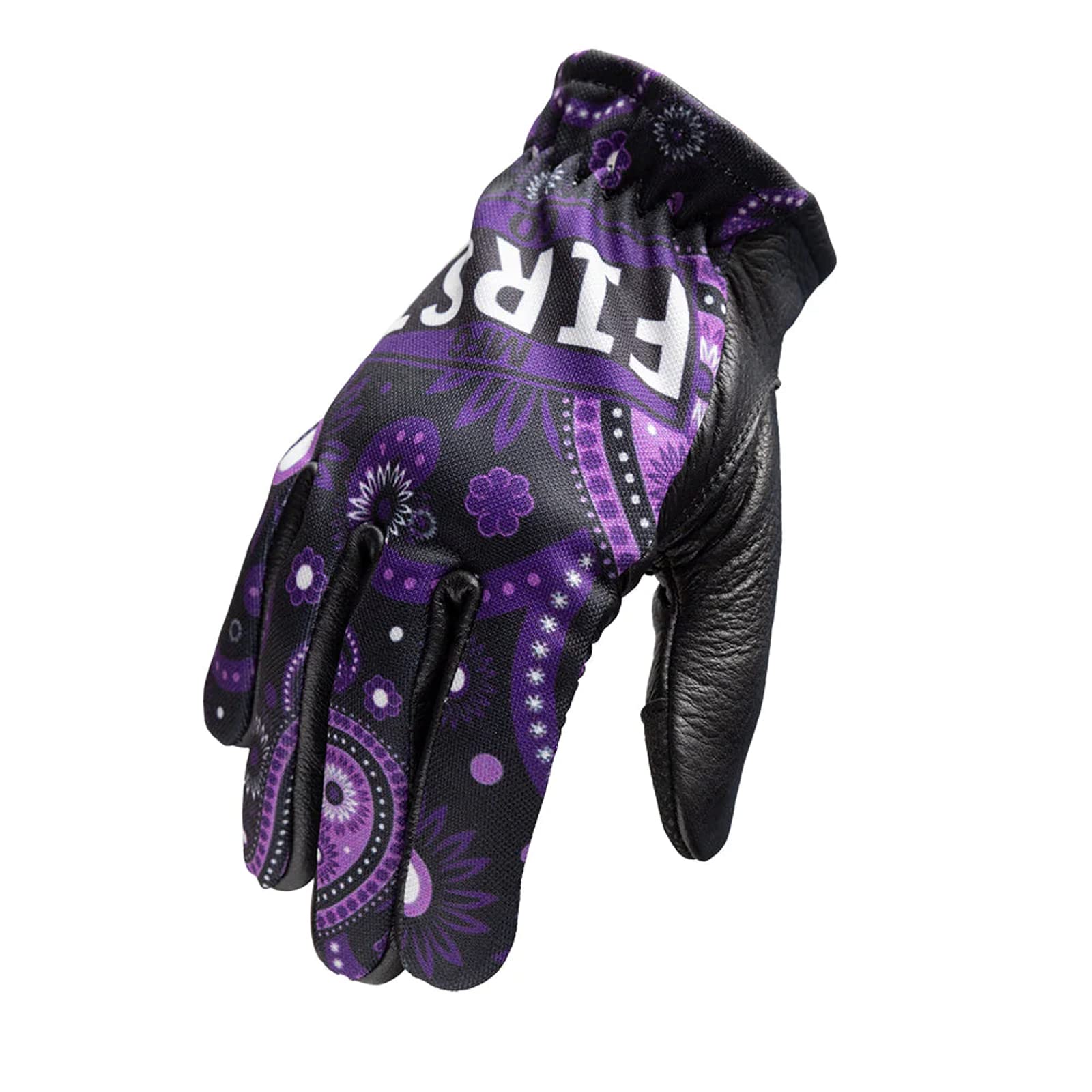 First Mfg Co - Clutch - Women'S Motorcycle Biker Riding Purple Black Leather Gloves - Extra Large - Stretch Polyester