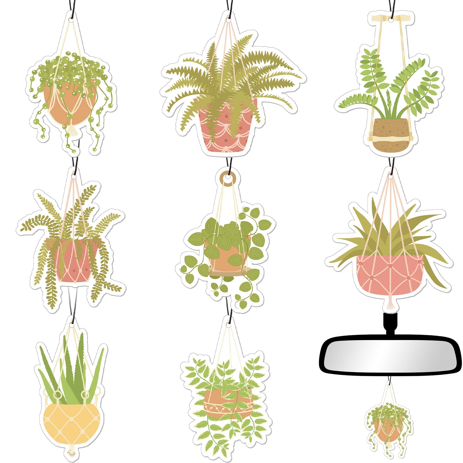 8 Pack Car Hanging Plants Air Freshener For Women Girls Long Lasting Funny Plant Car Accessories Little Scented Hanging Air Fres