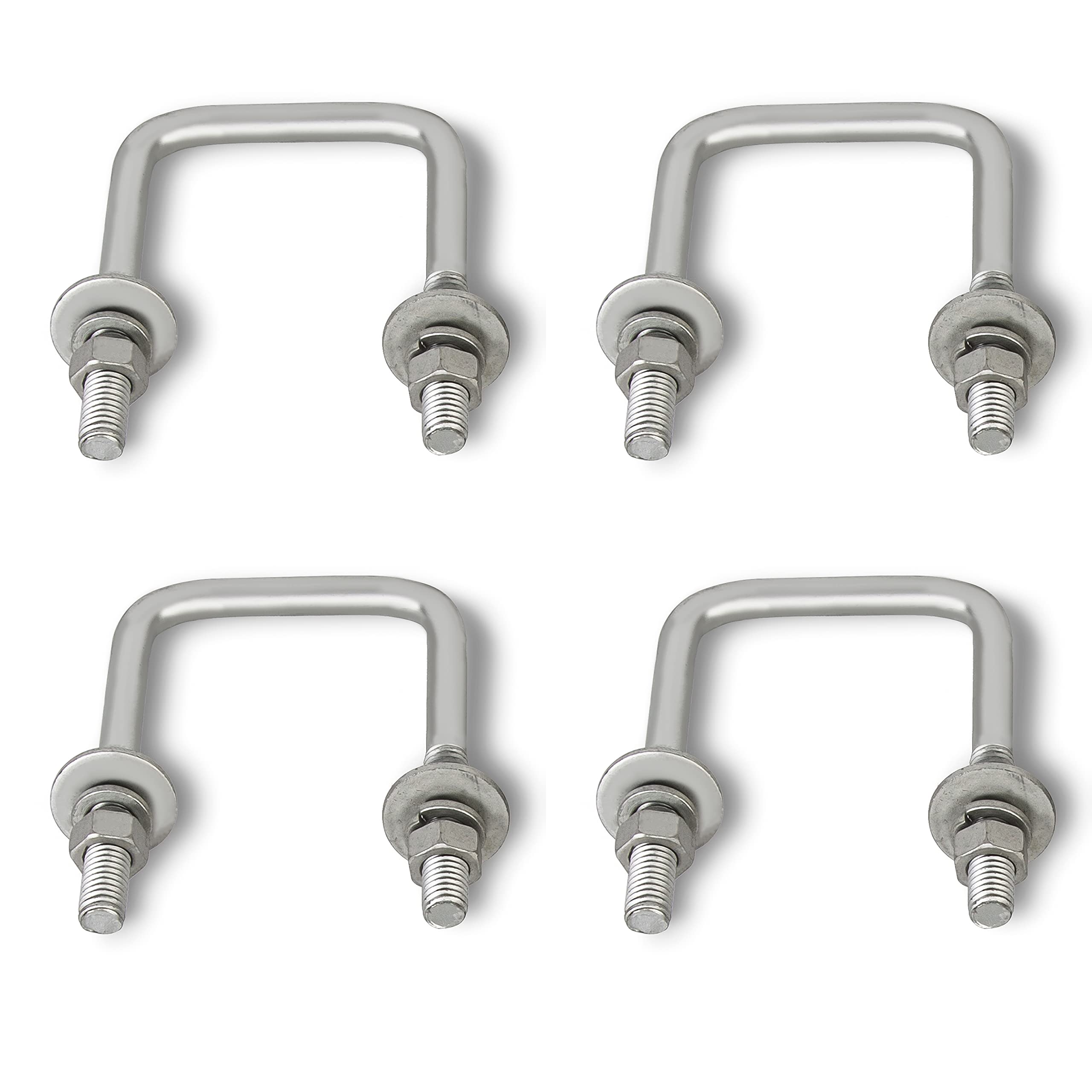 Ecotric 4Pcs Boat Trailer U-Bolt Galvanized Square 1/2'' X3 1/16'' X4 5/16'' Steel Silver