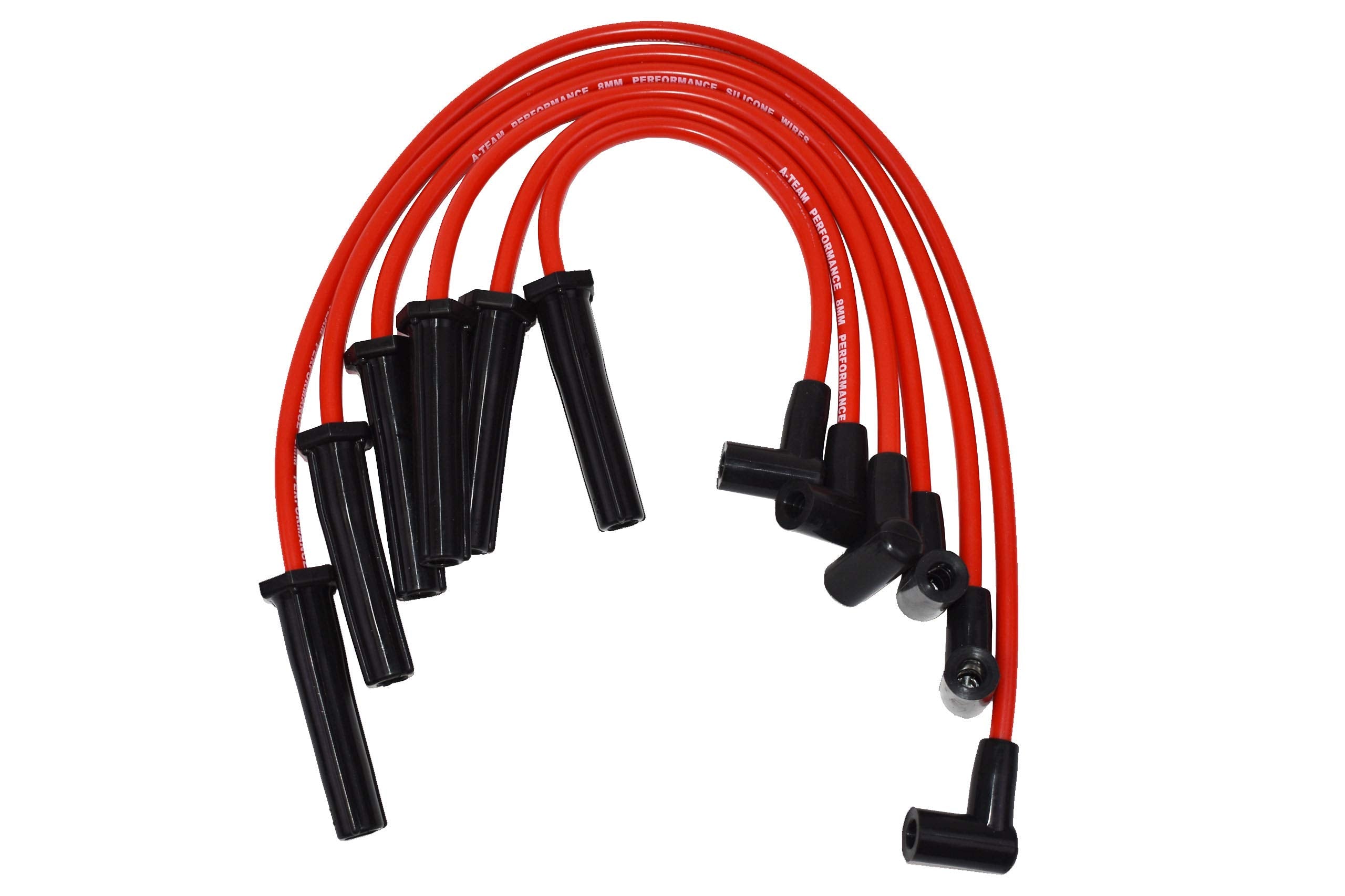 A-Team Performance - Set Of 6 Cylinder 8.0Mm Red Silicone Durable Two-Layered Silicone Coating Spark Plug Wires 4.3 Vortec - Com