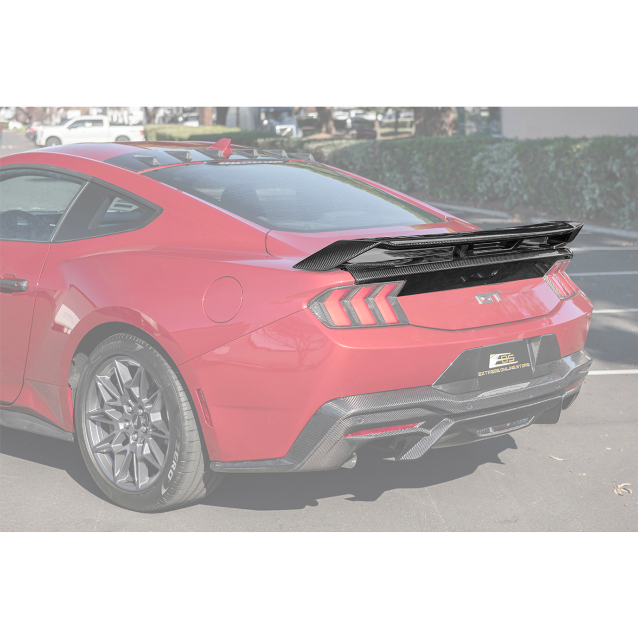 EOS GT Style Rear Spoiler w/ Decklid Panel, Carbon Fiber :: 2024-2025 Ford Mustang
