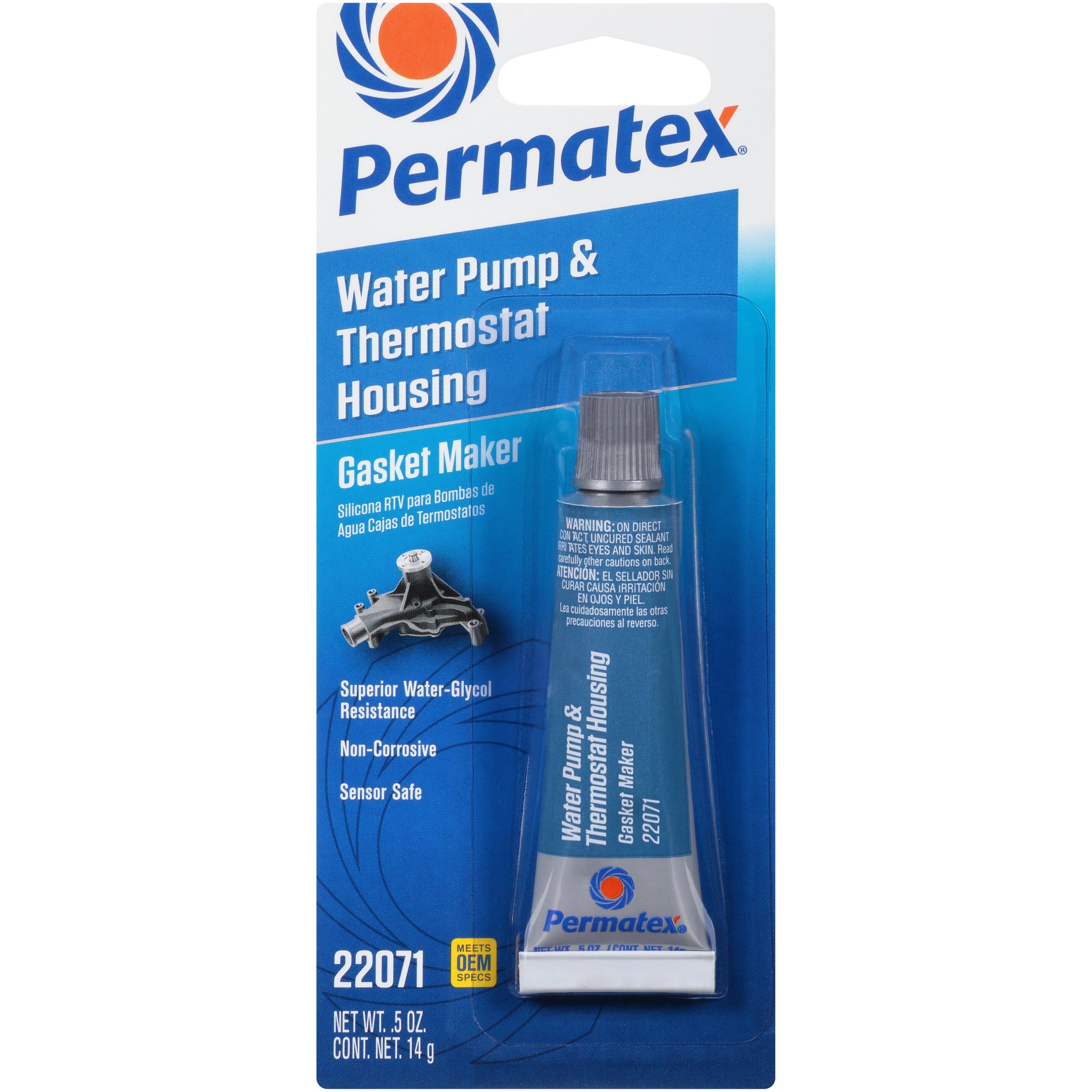 Permatex 22071 Water Pump And Thermostat Rtv Silicone Gasket, 0.5 Oz., 0.5 Ounce , Blue