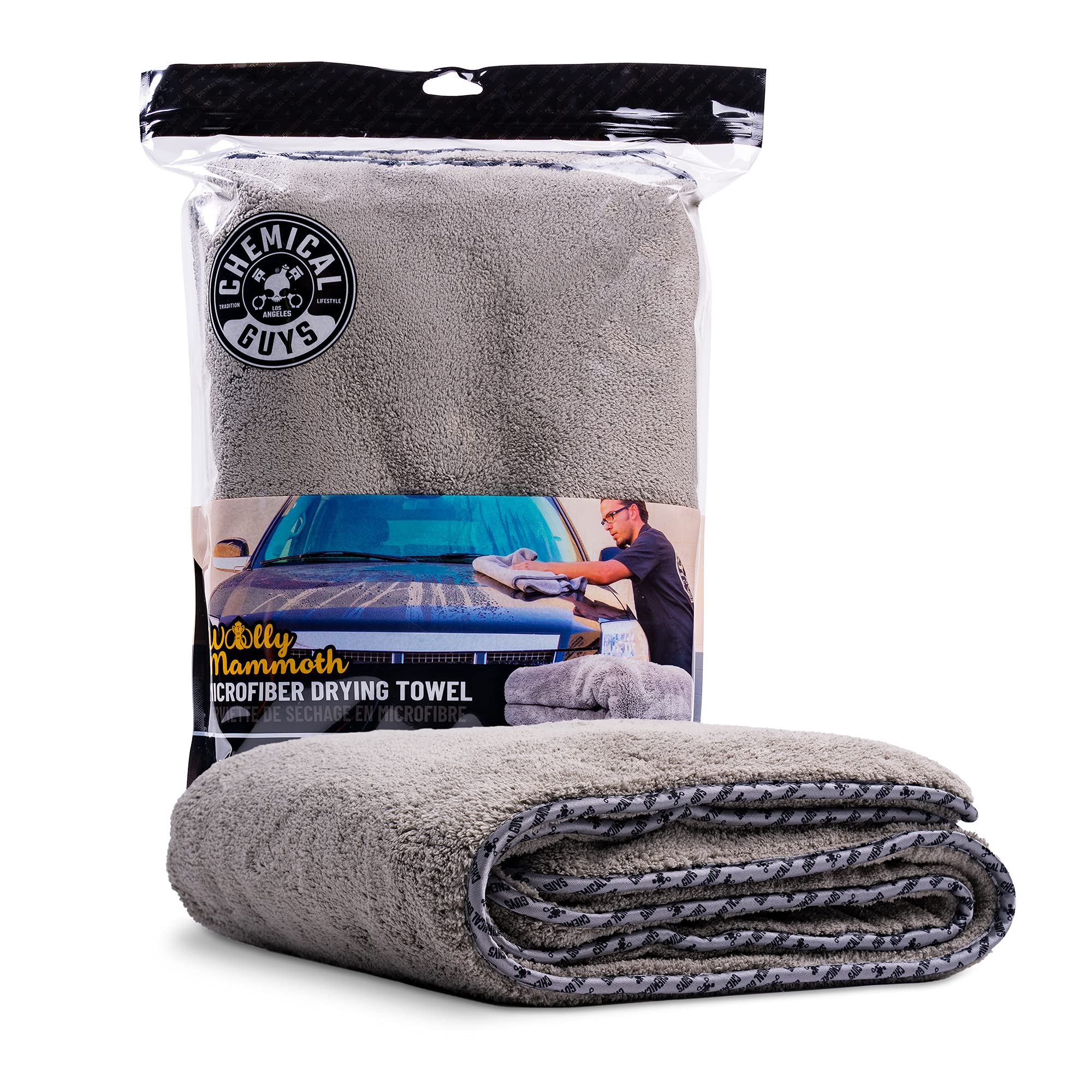 Chemical Guys Mic1995 Woolly Mammoth Large, Super Absorbent And Soft Microfiber Towels For Cars - 36'' X 25'' Gray, Ideal For Ca