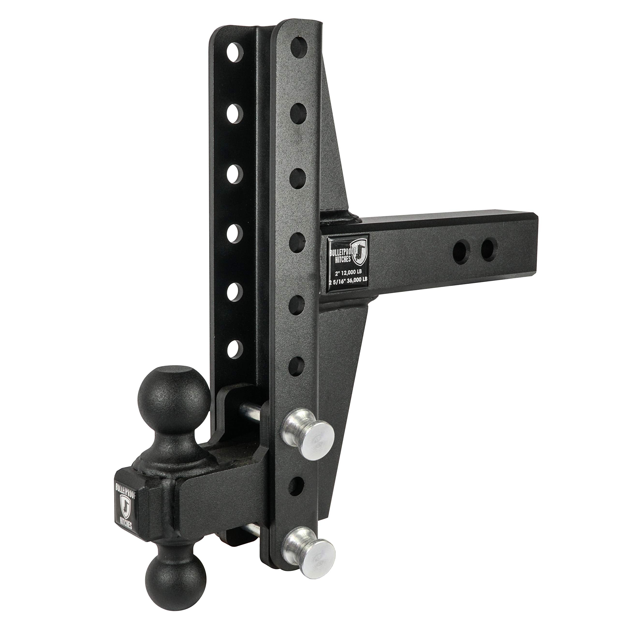 Bulletproof Hitches 2.5'' Adjustable Extreme Duty (36,000Lb Rating) Offset 4'' & 6'' Drop/Rise Trailer Hitch With 2'' And 2 5/16