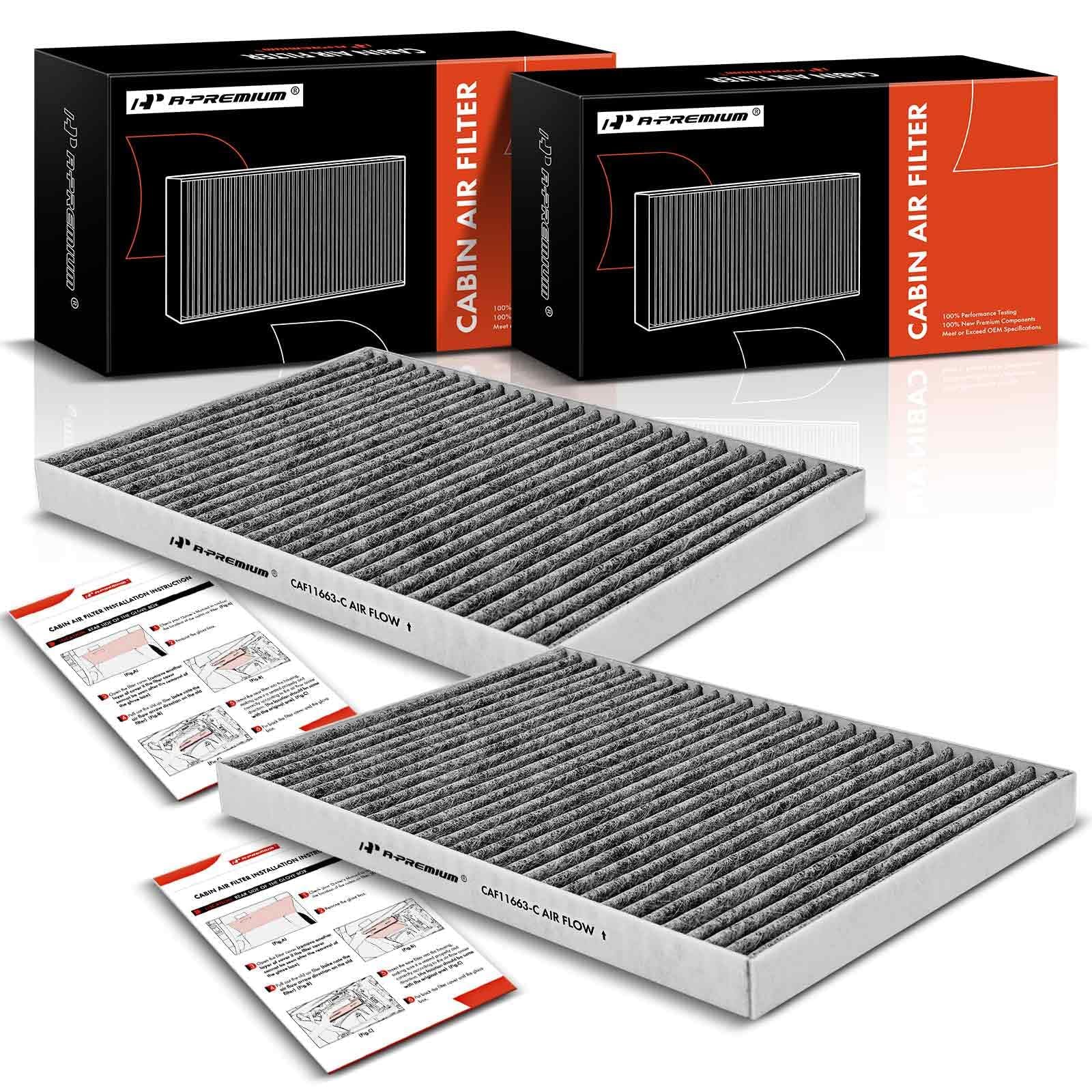 A-Premium 2-Pc Cabin Air Filter With Activated Carbon Compatible With Buick, Chevrolet, Gmc, Saturn Models - Enclave, Traverse,