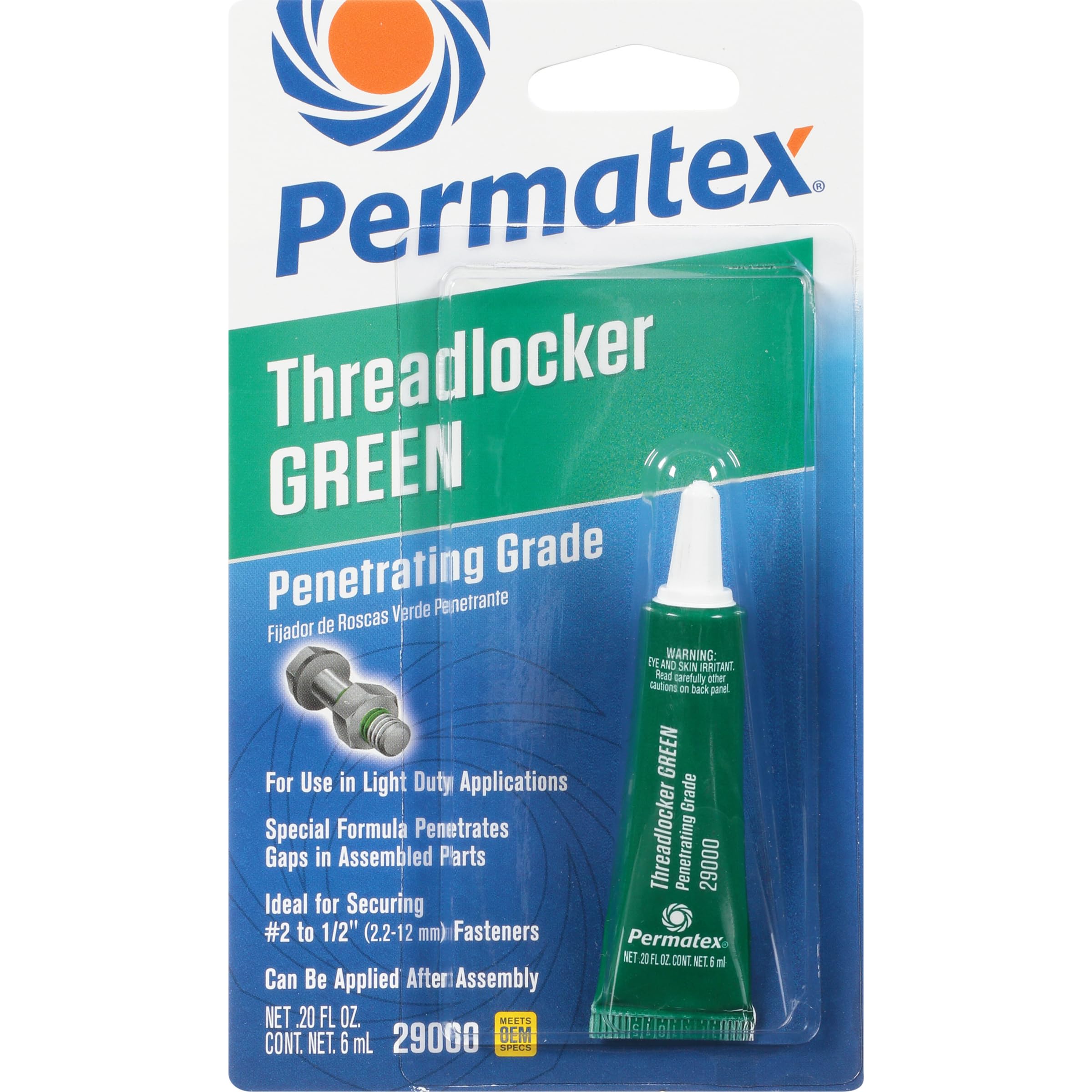 Permatex 29000 Penetrating Grade Threadlocker Green, 6 Ml