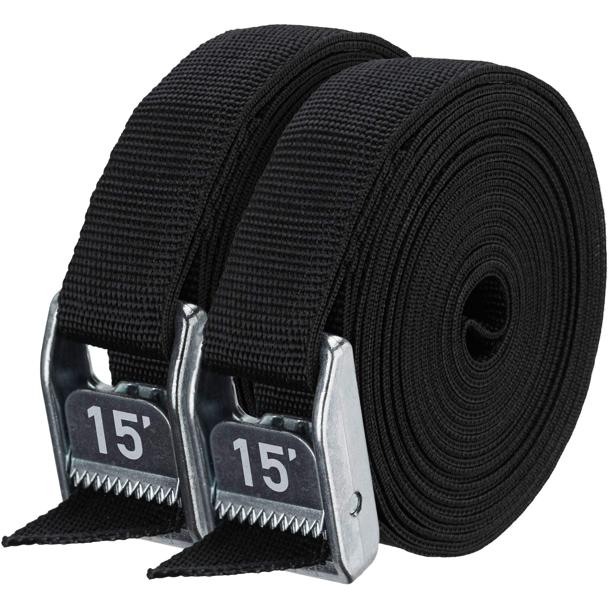 Nrs 1'' Hd Tie-Down Straps 15' Pair Stealth Black