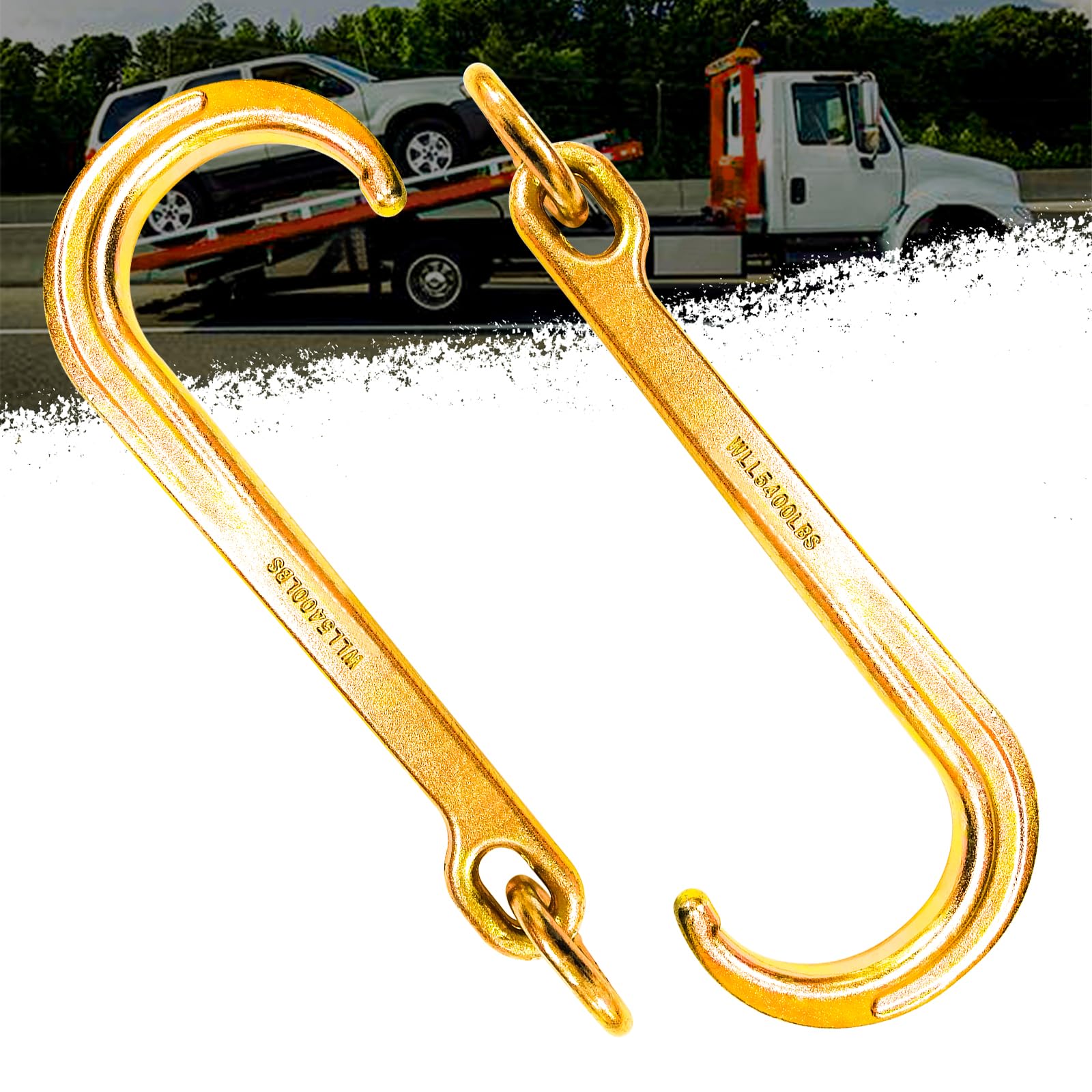 Yatointo Pair Of 15'' J Hooks For Towing - G70 Steel With Chain Links, 5400 Lb Capacity - Heavy Duty Tow Hook Fits Tractors, Tra