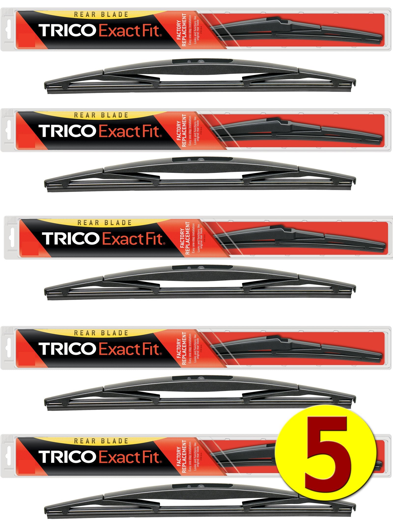 5-Wiper Factory Master Case - Bulk Rear Wiper Blades For Fleets & Service Repair Shops - Trico 16-B Exact Fit Rear Wiper Blades
