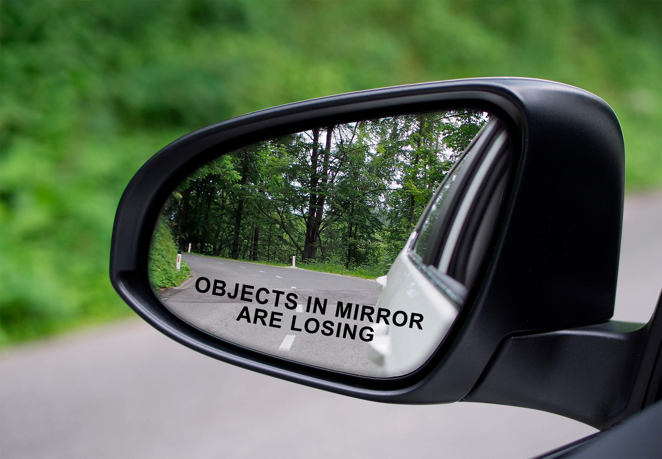 2 Pack Objects In Mirror Are Losing Decal Vinyl Sticker Auto Car Truck Wall Laptop | Black | 4'' X 5.5''