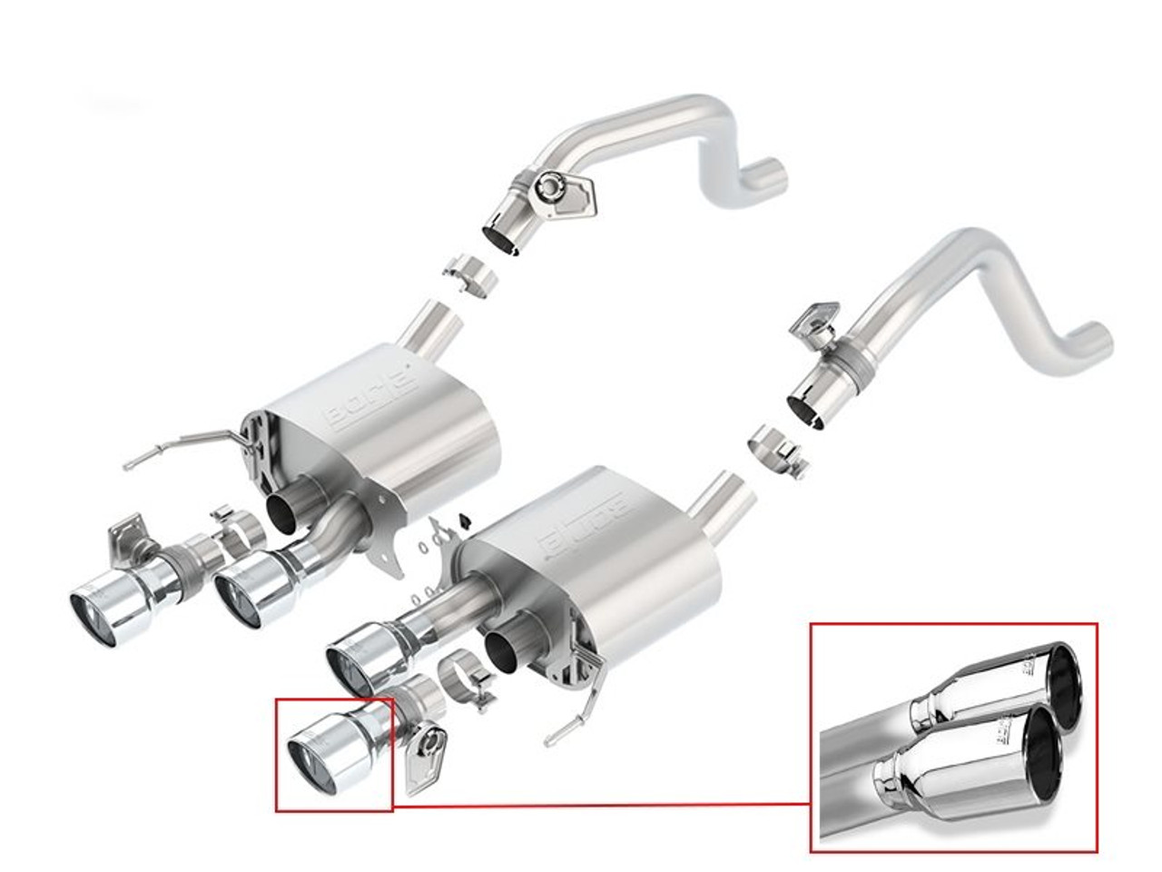 Borla 2.75" S-Type Axle-Back Exhaust System w/ 4.25" Quad Polished Tips :: 2014-2019 C7 Corvette, Grand Sport Auto w/ AFM & NPP Valves
