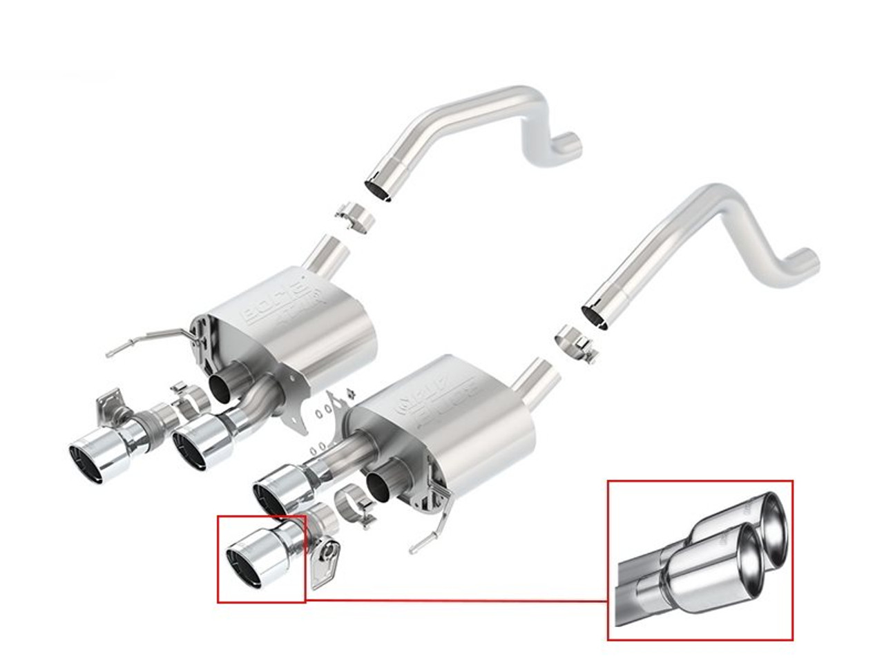 Borla 2.75" ATAK Axle-Back Exhaust System w/ 4.25" Quad Polished Tips :: 2015-2019 C7 Corvette Z06, Grand Sport Manual w/o AFM, w/ NPP Valves